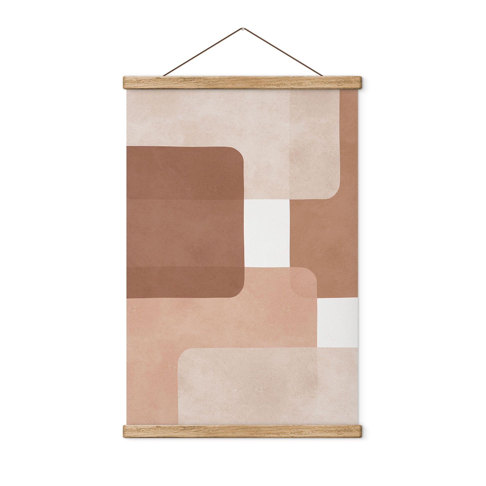 Póster de tela abstracción boho en beige-marrón - Costa