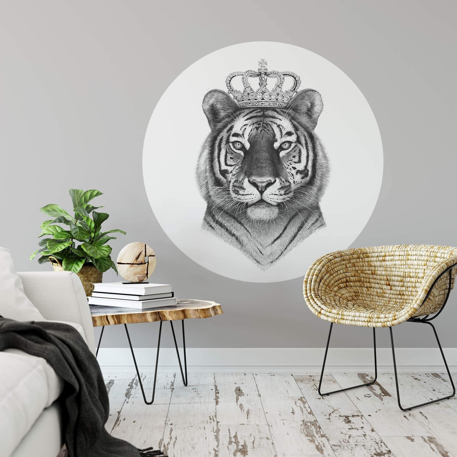 Sticker mural Korenkova - Le roi Tigre - rond