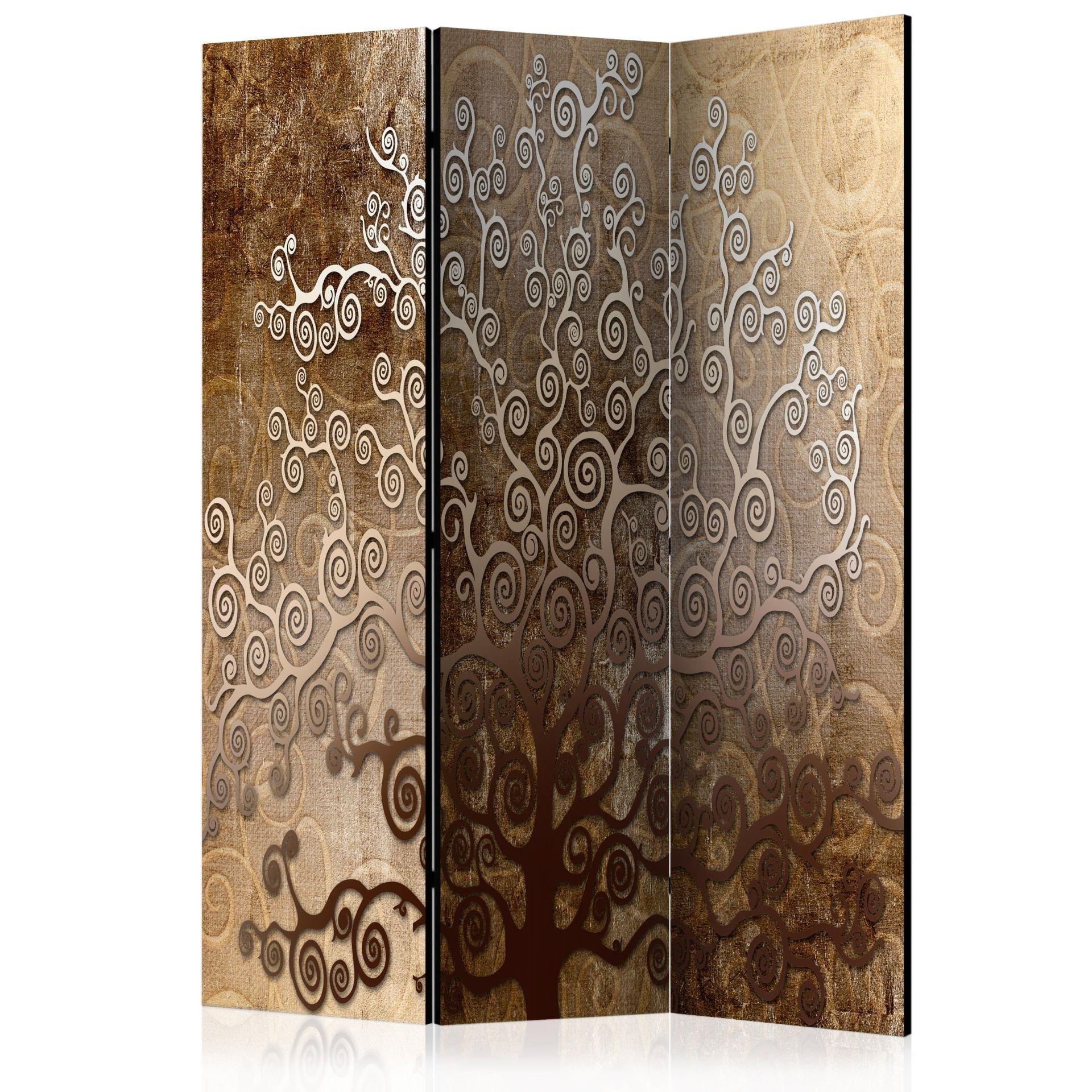 Screen room divider - Klimts gyldne træ, 3-delt - 135x172 cm