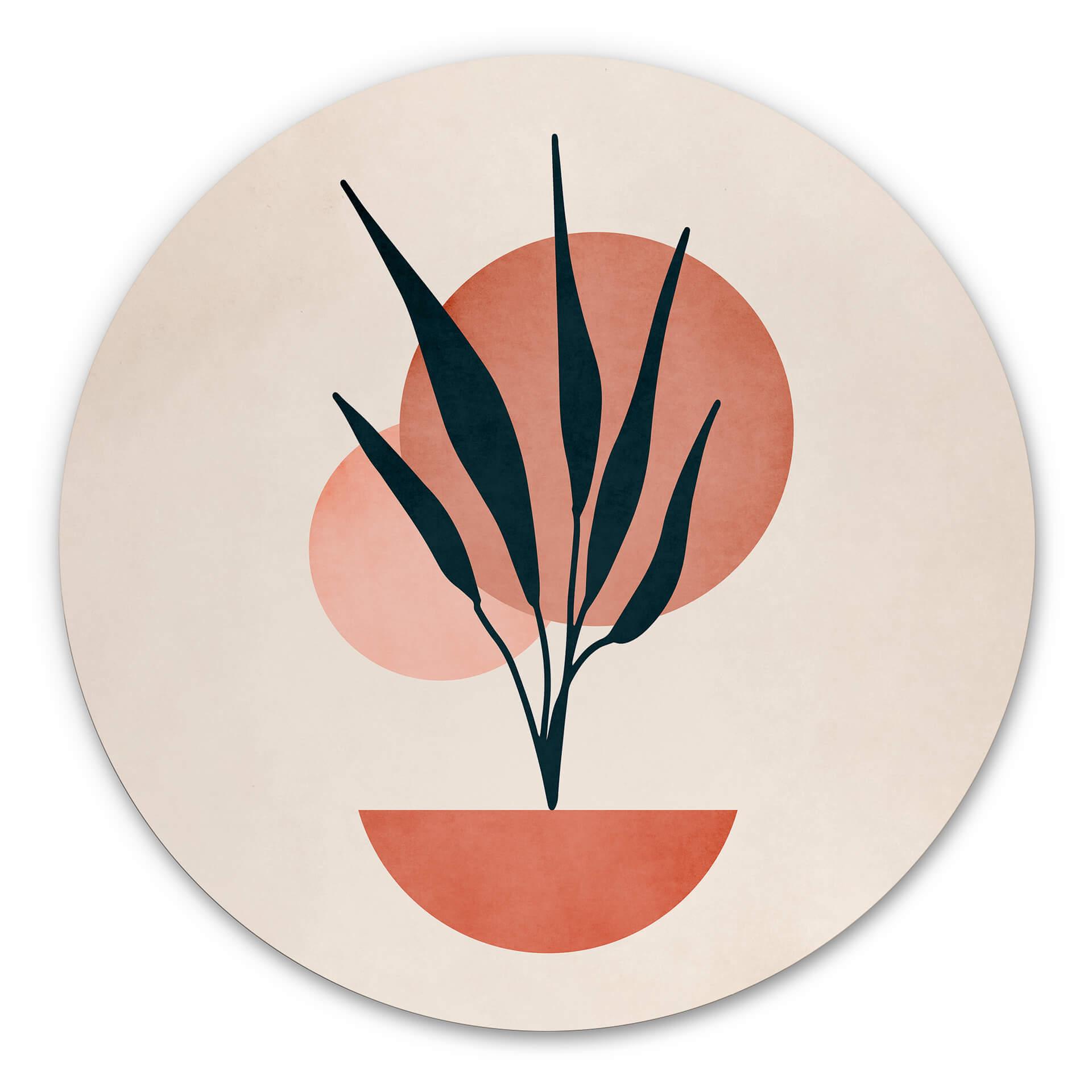Tableau sur alu-Dibond rond Plante abstraite - Kubistika - Copenhague