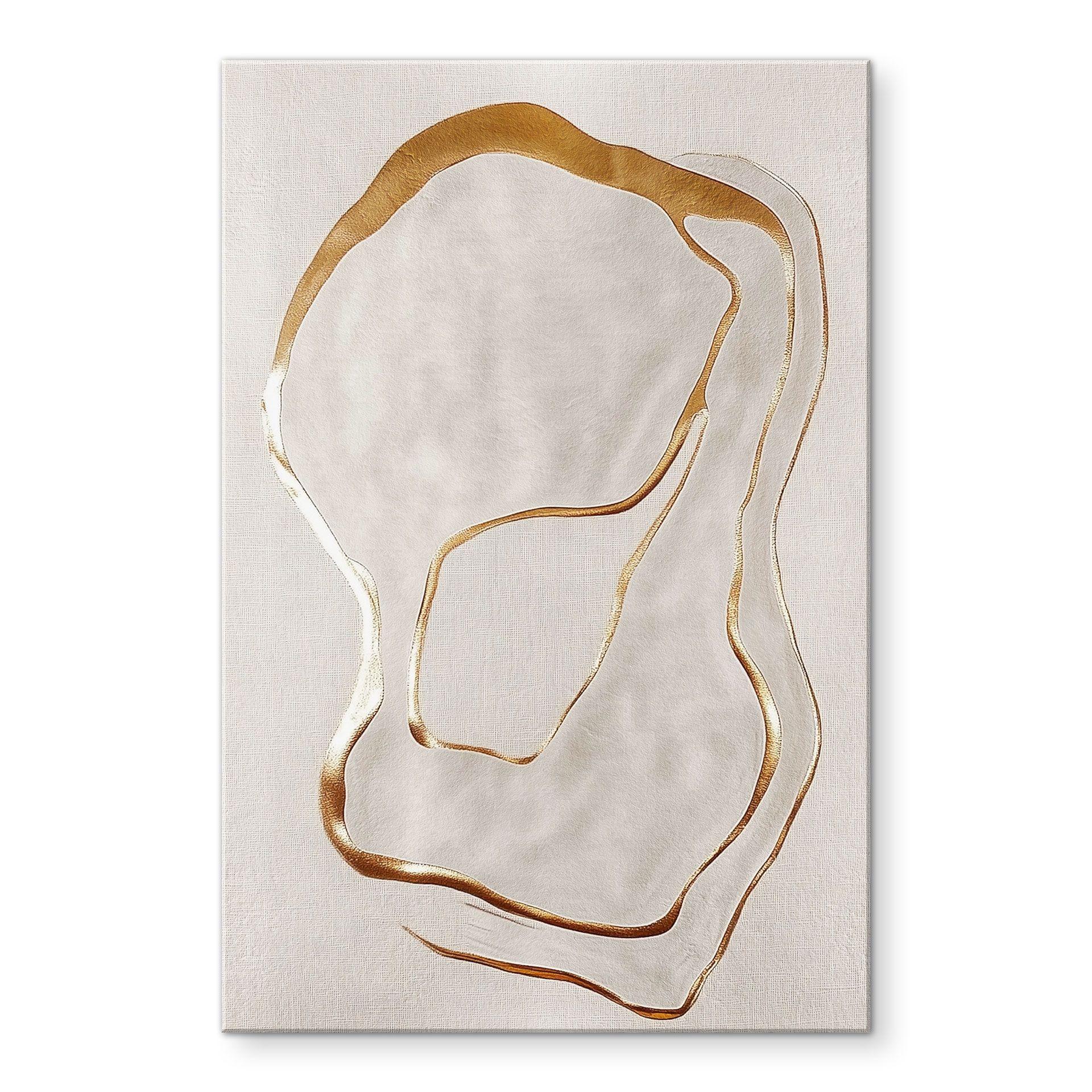 Akrylbillede Abstrakt linjekunst i guld og beige - Alma