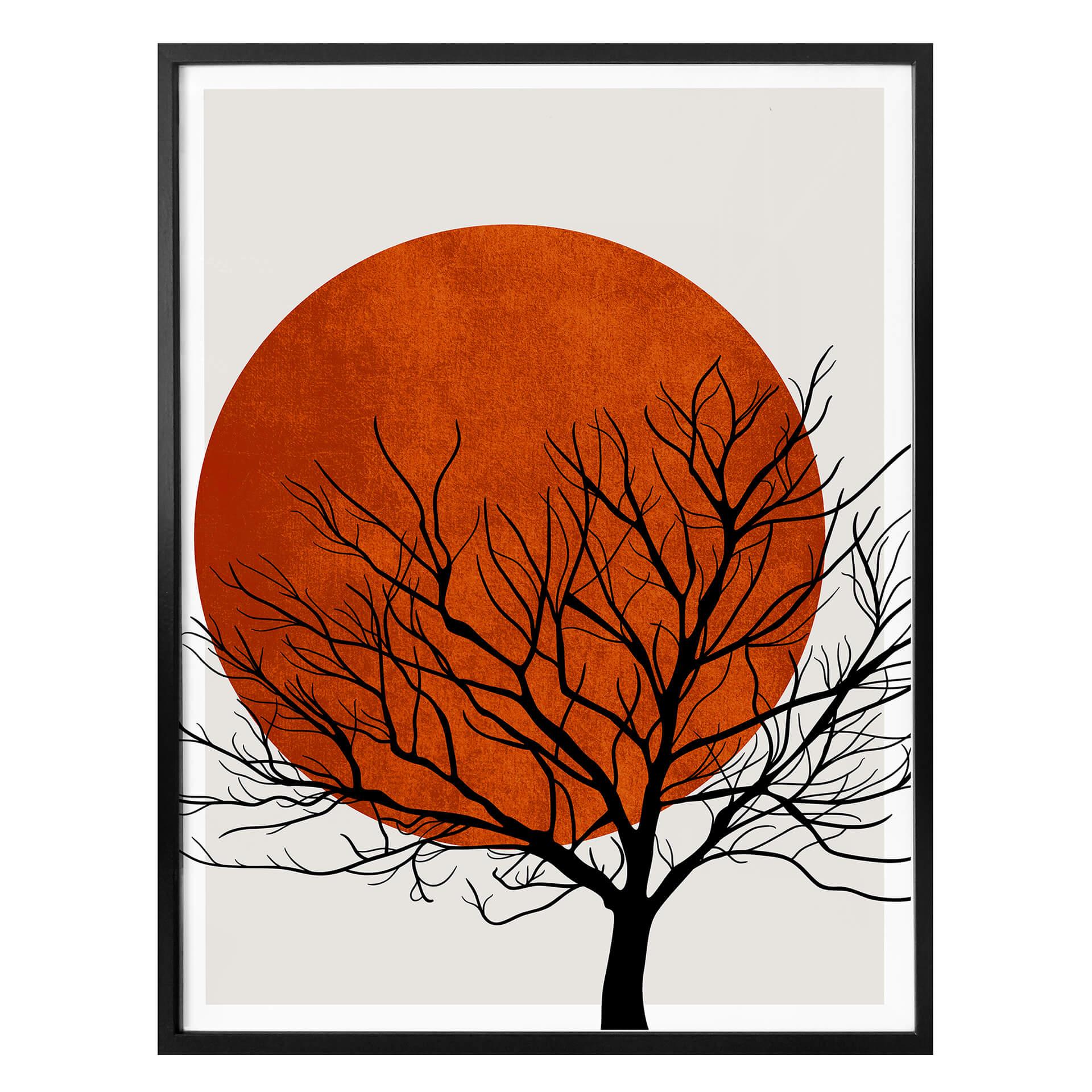 Póster Kubistika - Cálida puesta de sol