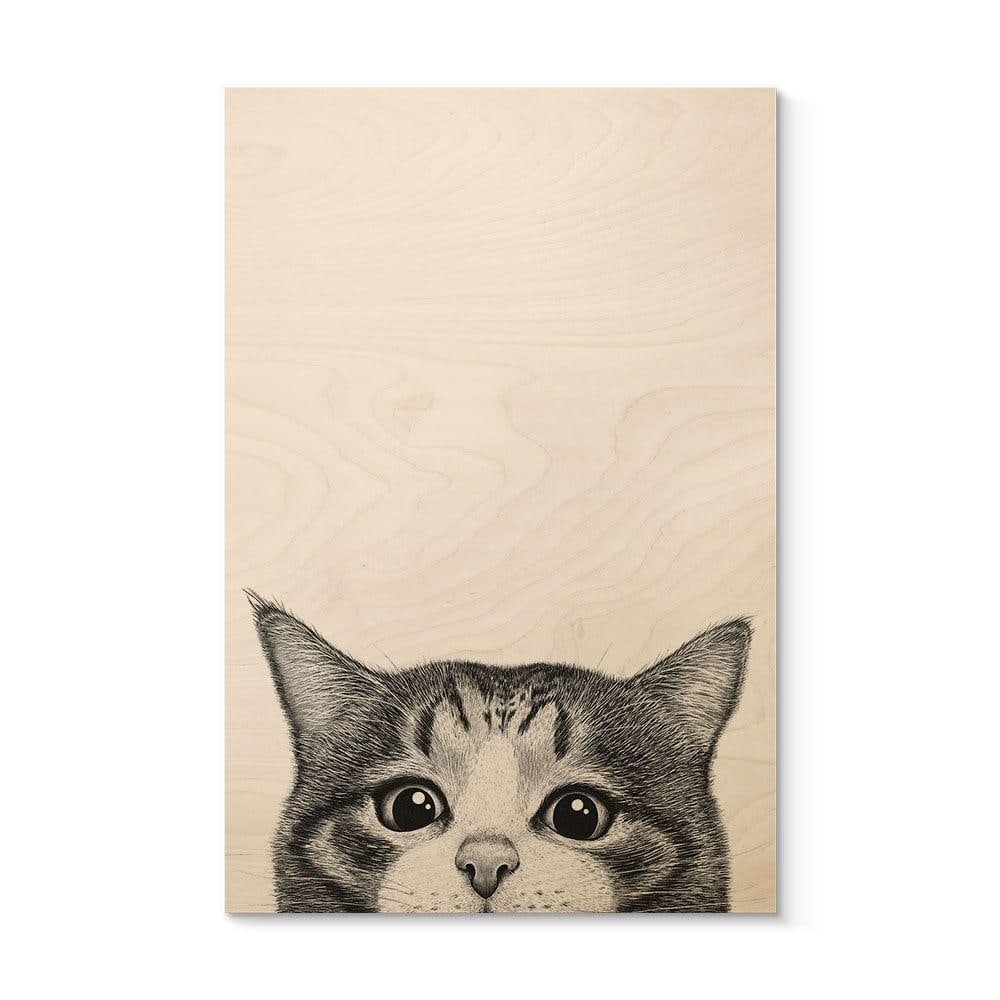 Cuadro de madera Gato curioso - Korenkova