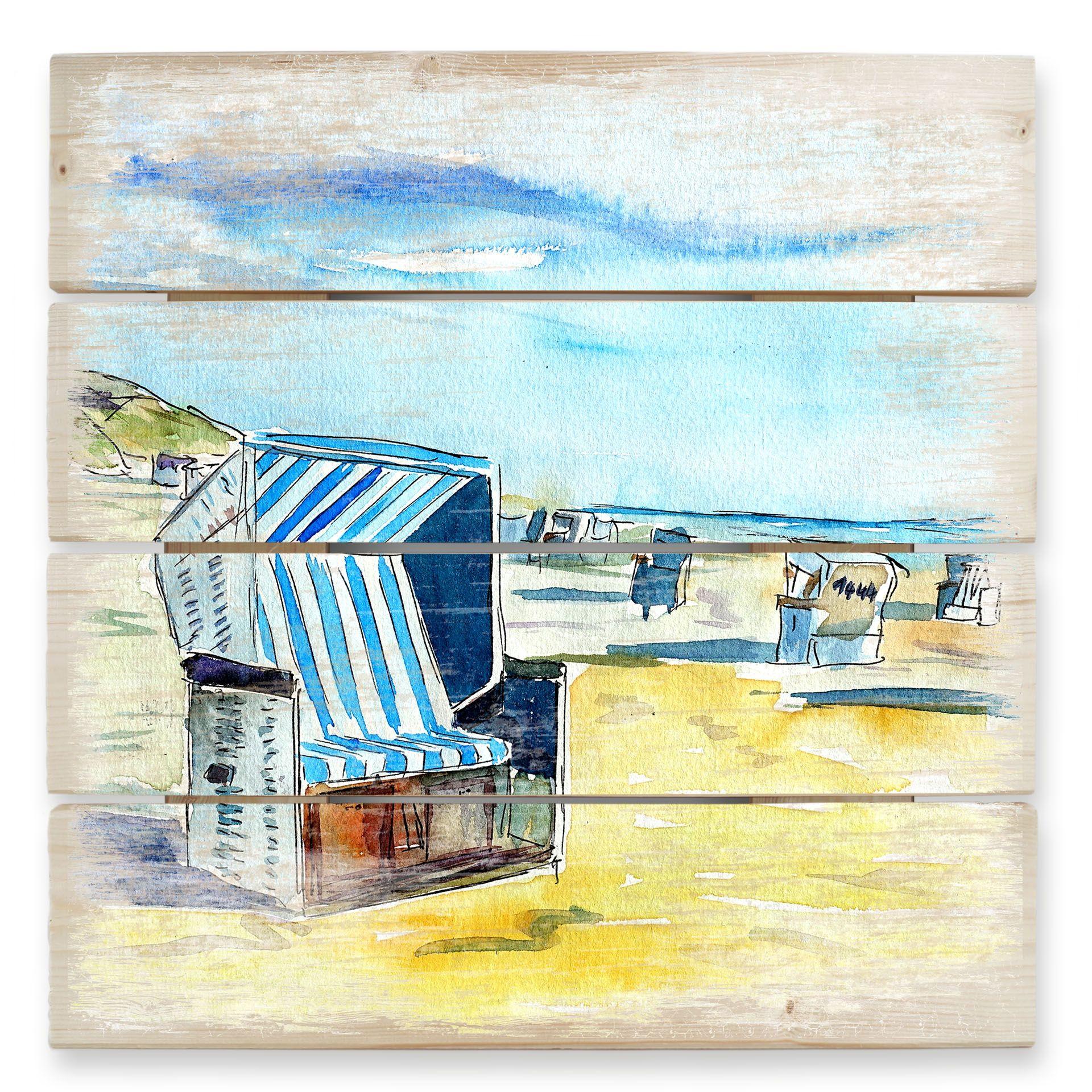 Cuadro de madera Bleichner - Playa de Sylt - 40x41,5 cm