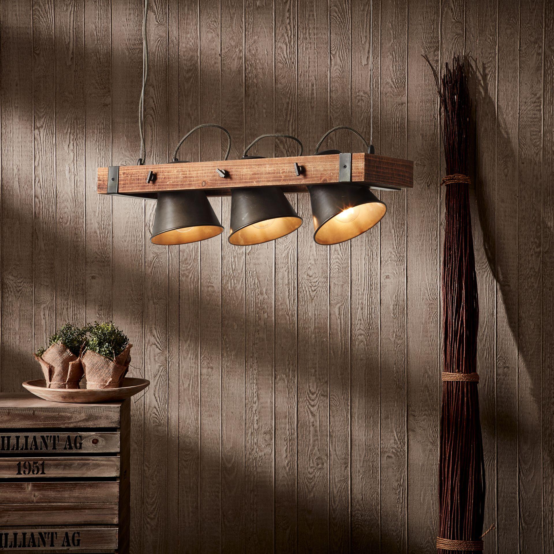 Pendelleuchte Maria, braun, 115 x 70 cm, Holz Pendellampe, dimmbar