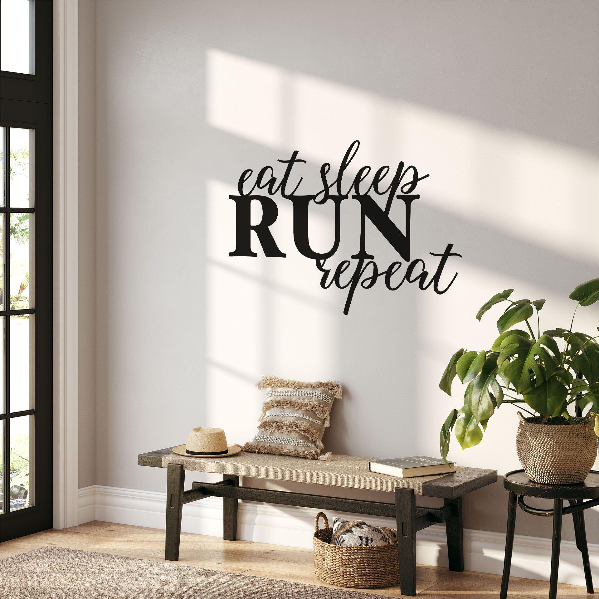 Wallsticker - Eat sleep run repeat - einfarbig