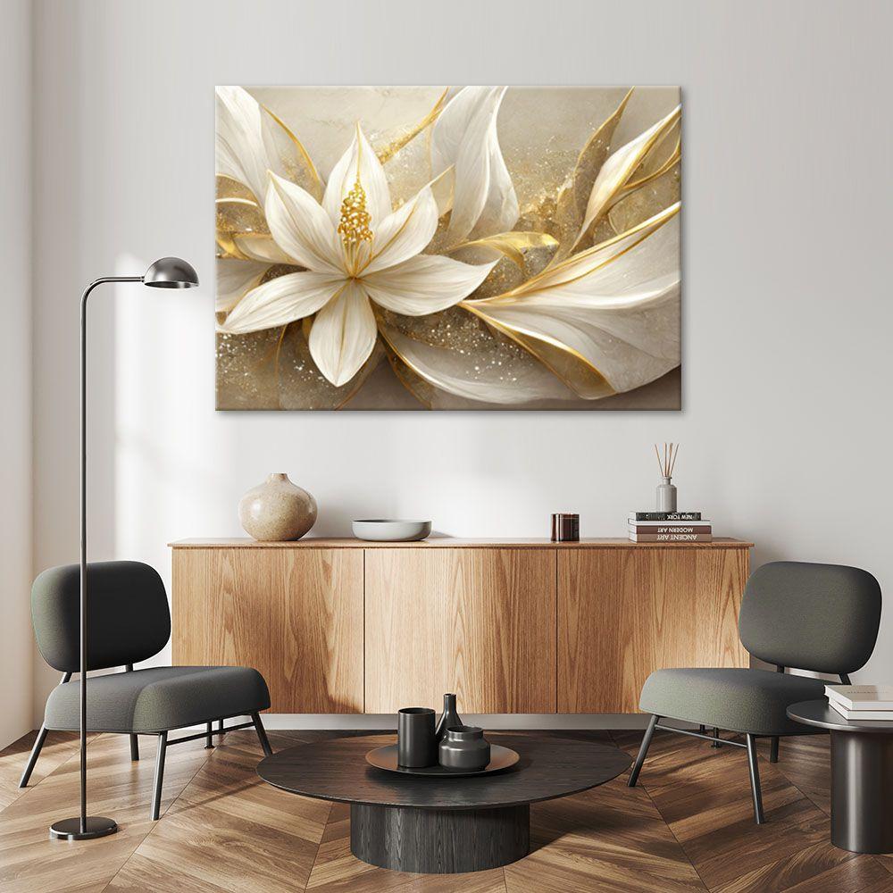 Canvasbillede, Gyldne glamourblomster 3D