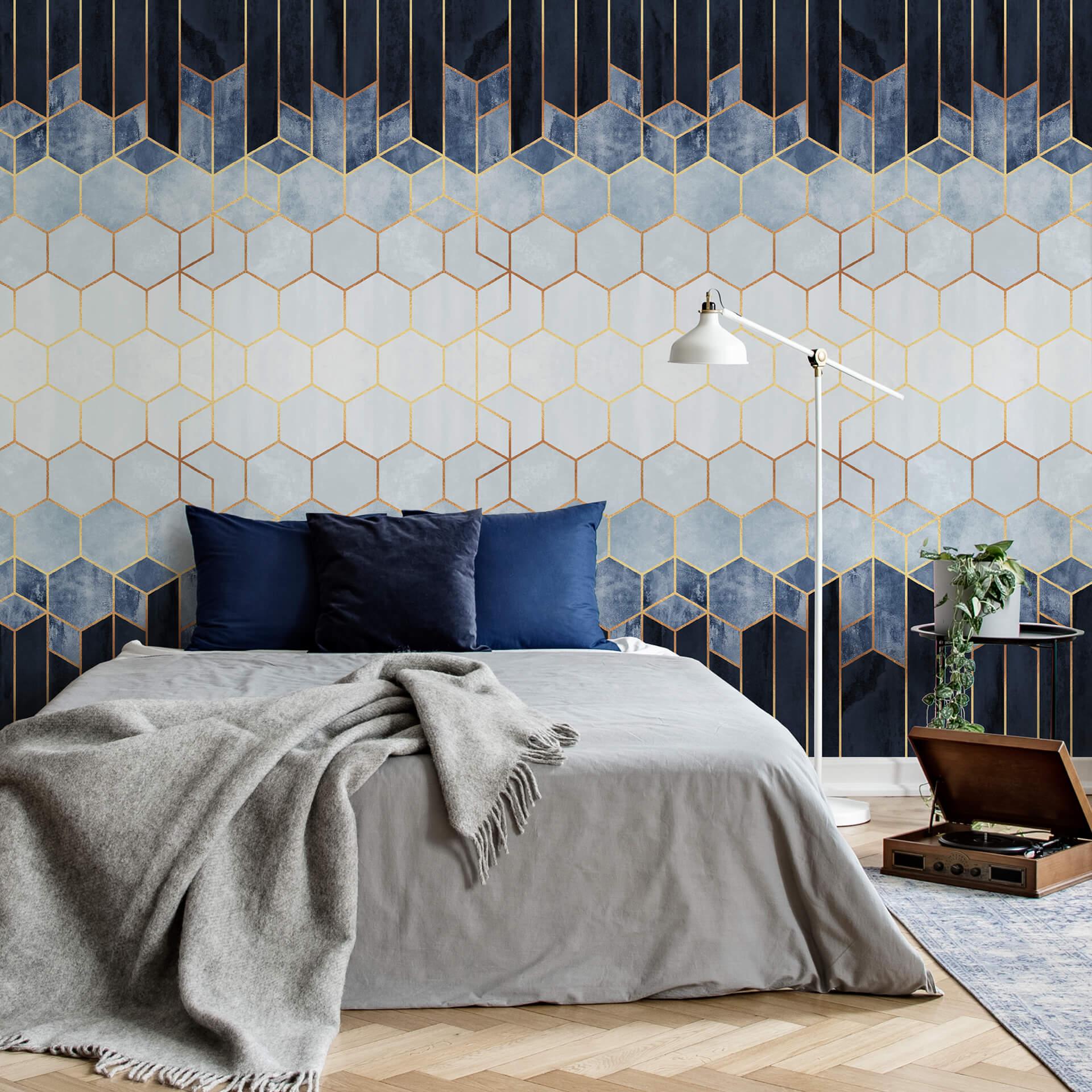 Fototapet - Frederiksson - Blue & White Hexagons