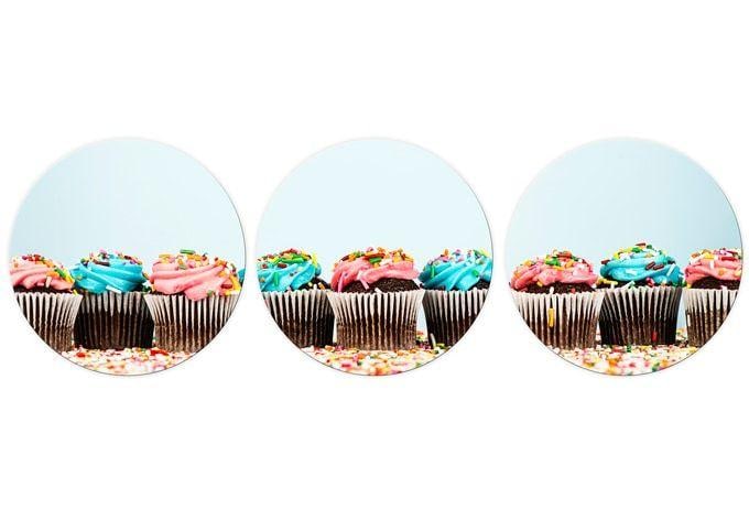 Tableau en verre - Party Cupcakes 02 - rond (3 parties)