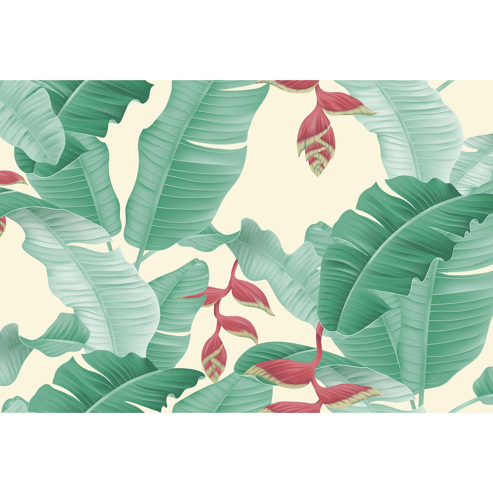 Livingwalls papier peint photo ARTist Heliconia avec Palmiers crème, jaune, vert, rouge