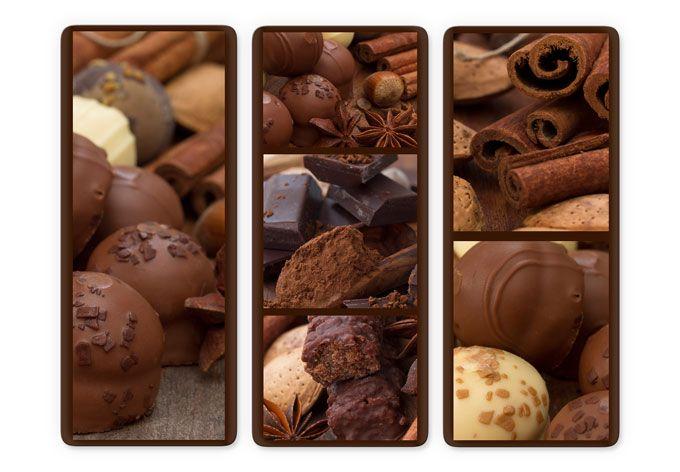 Tableau en verre - Délice de chocolat 03 (3 parties)