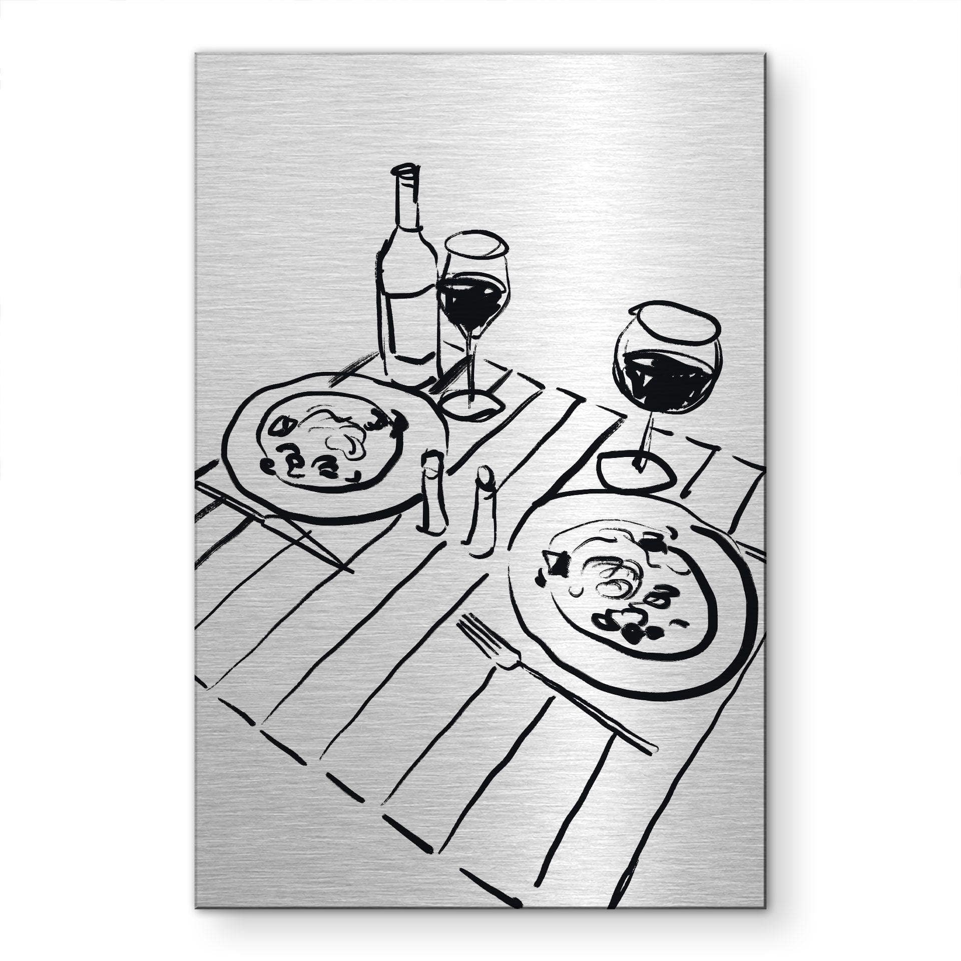Alu-Dibond spazzolato con Effetto Oro, Argento e Rame - Natura morta - Cena con vino - Treechild