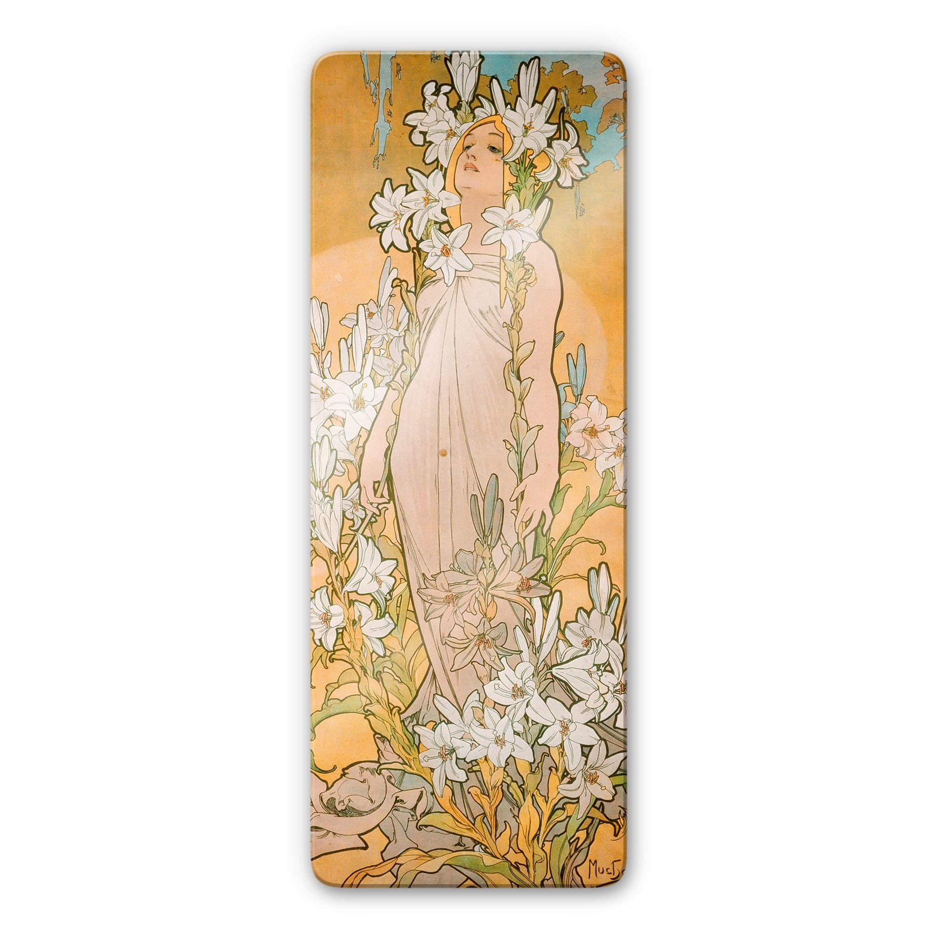 Glasbillede - Mucha - Blomsterne: Lilje