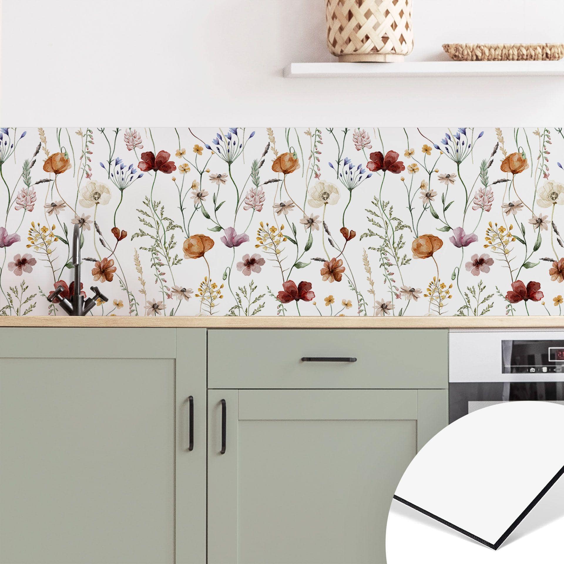 Køkken backsplash Farverige vilde blomster - UN Designs
