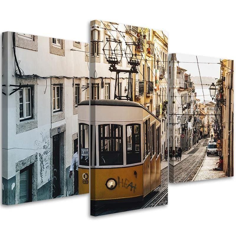 3 stykke lærredsprint, Sporvogn Lissabon City gul