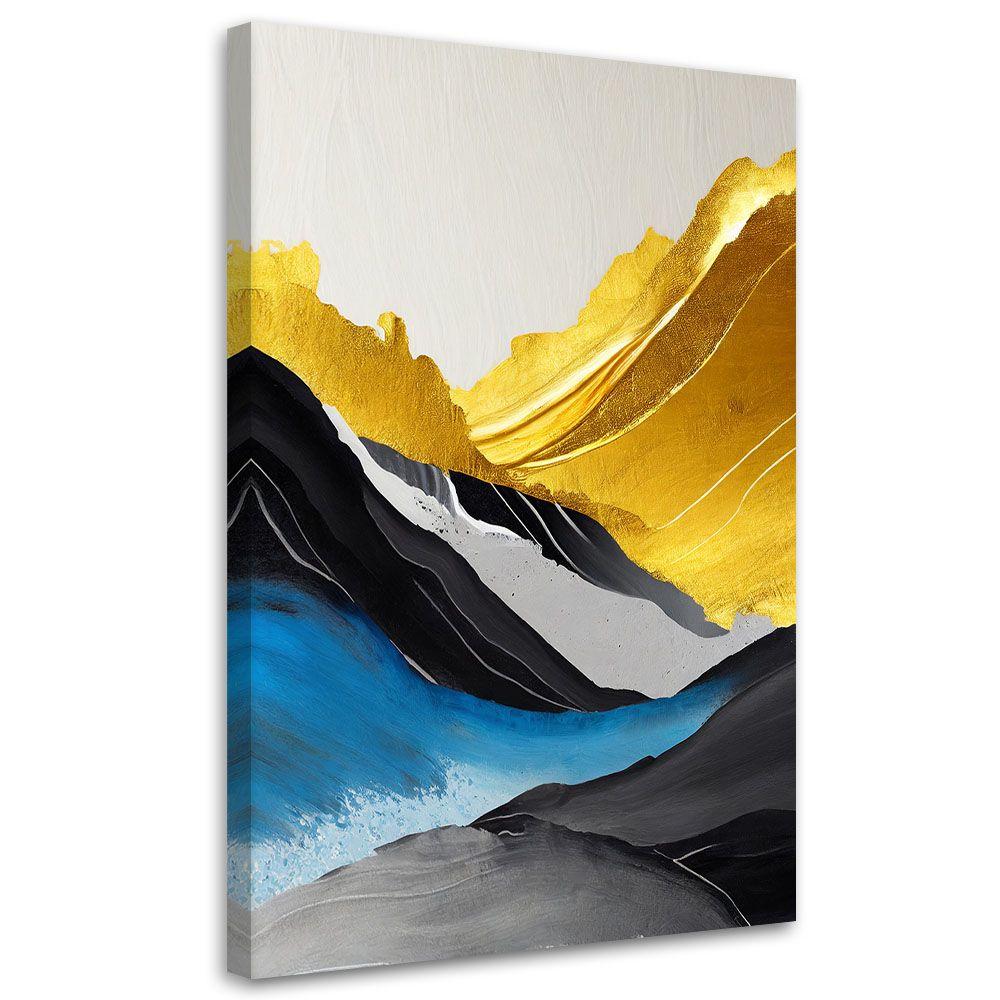 Canvasbillede, Abstrakte akrylbjerge i guld