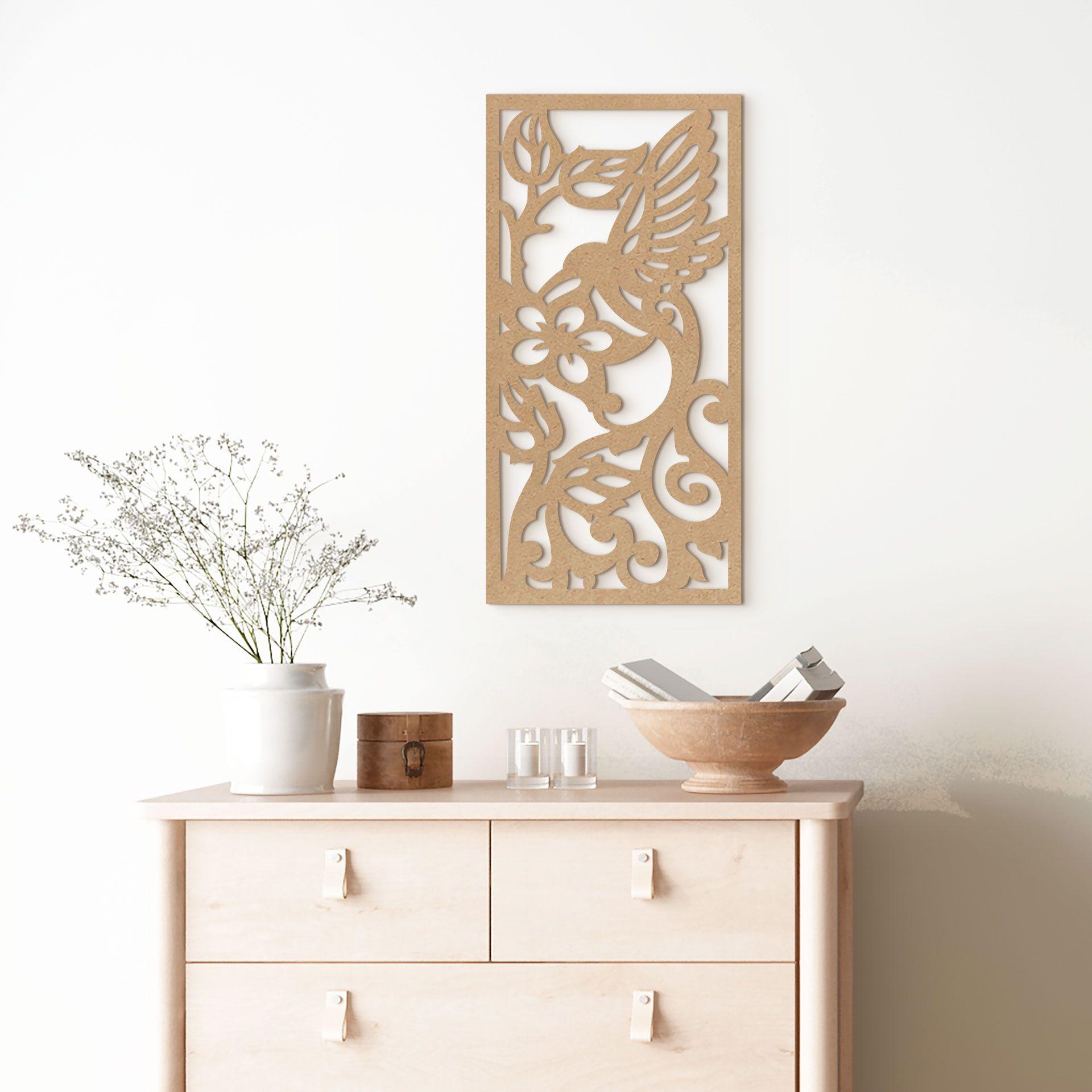 MDF-dekoration Kolibri-blomster