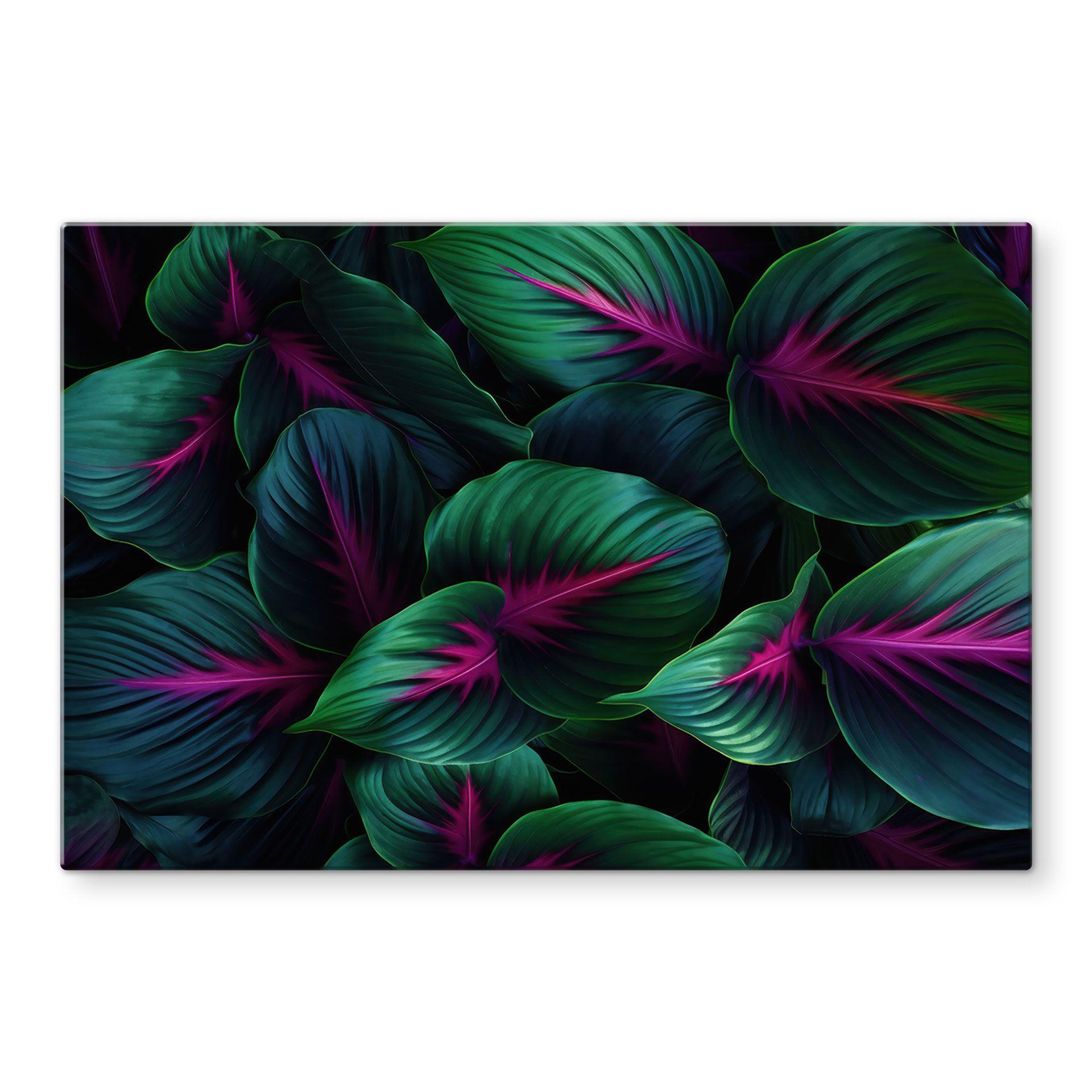 Glasbillede - Farverige jungleplanter - Paksoylu