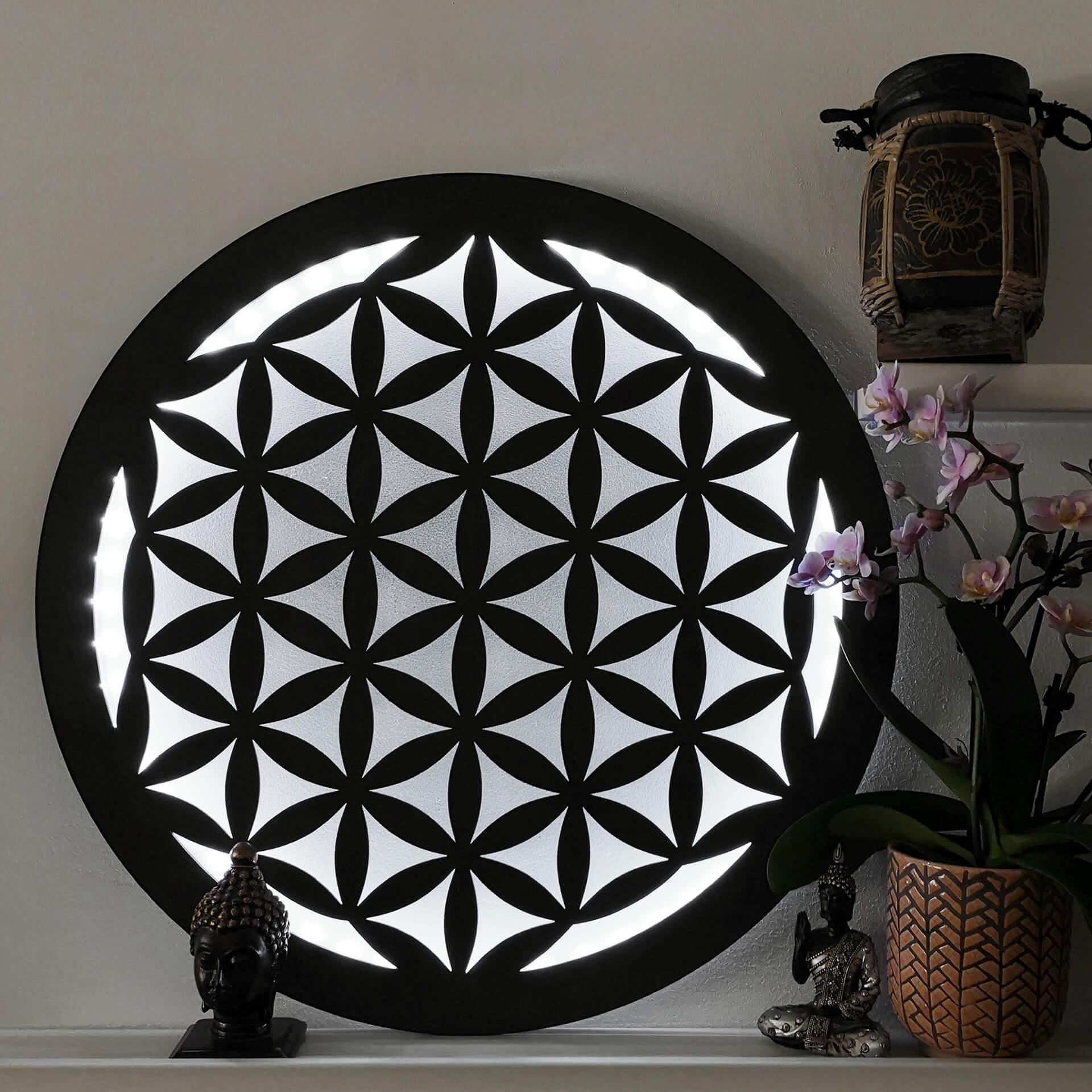 LED Wanddecoratie van MDF - Flower of Life