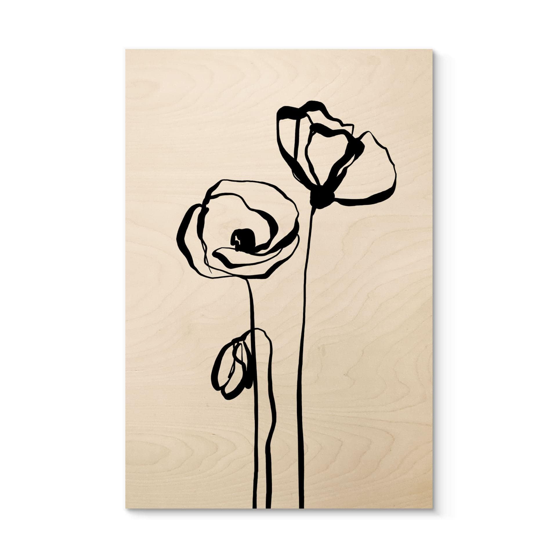 Cuadro de madera Line Art Dos amapolas - Cats & Dotz