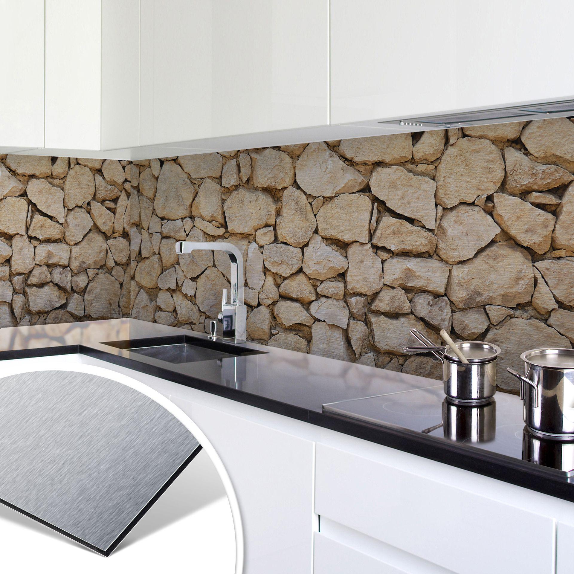 Revêtement pour cuisine - Alu-Dibond - Mur 01 - Argenté