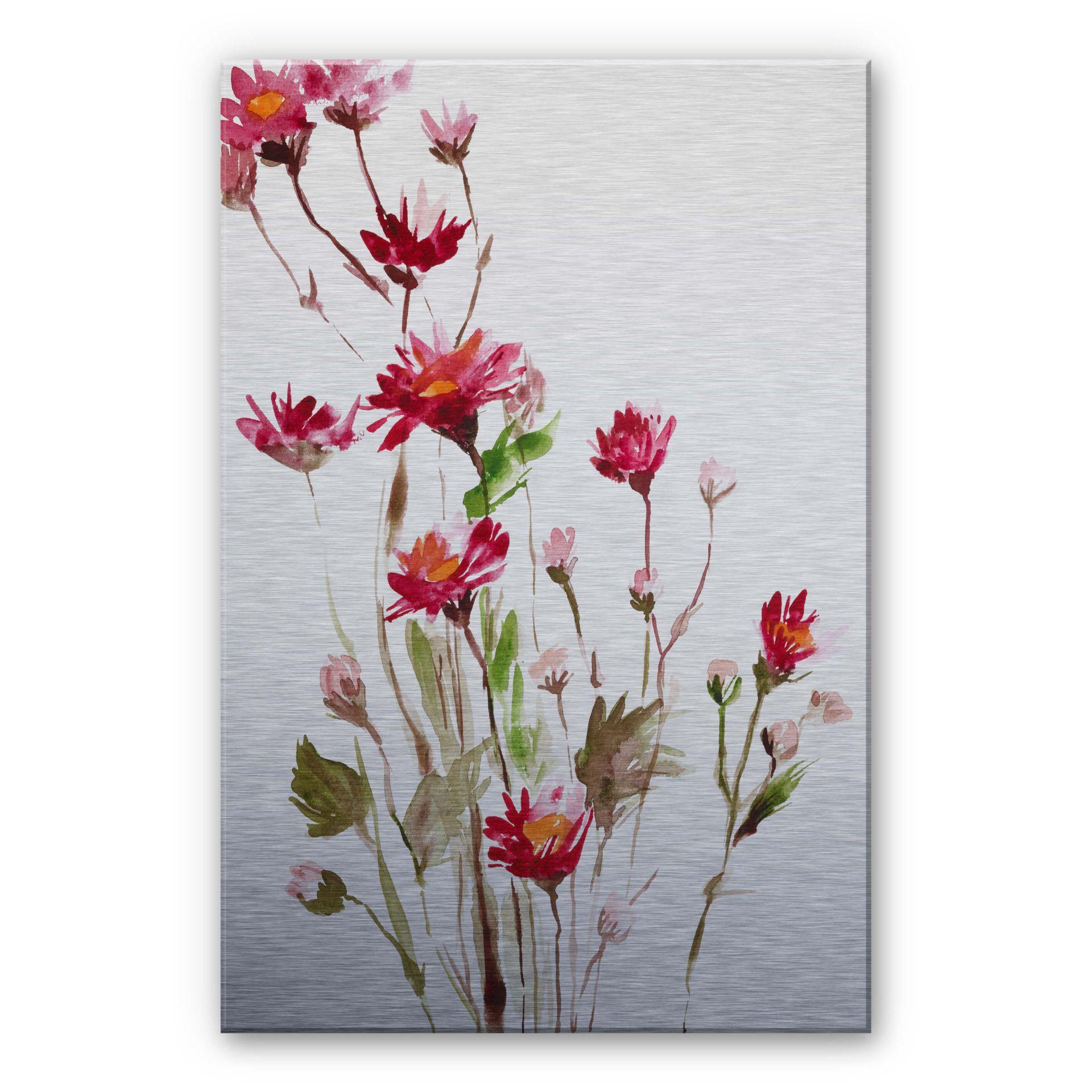Illustration af vilde blomster - Aluminiumsprint – print på aluminium (Alu-Dibond)