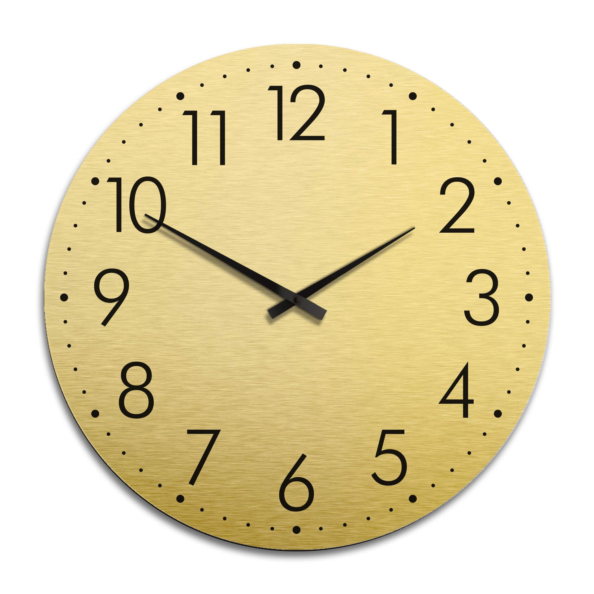 Horloge murale XXL en Alu-Dibond - Dorée - Moderne avec minutes - Ø 70 cm