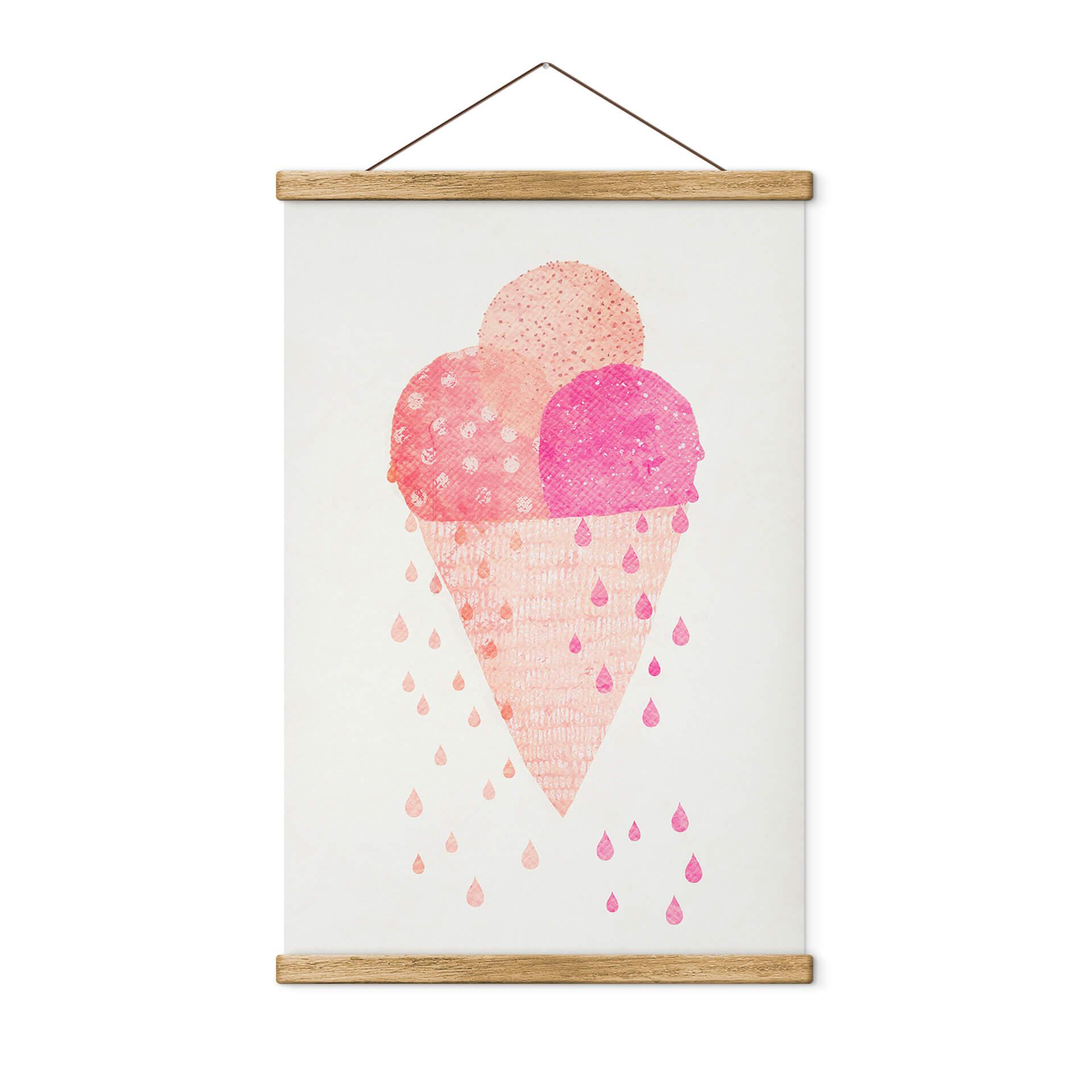 Póster de tela Treechild - Tres bolas de helado en verano