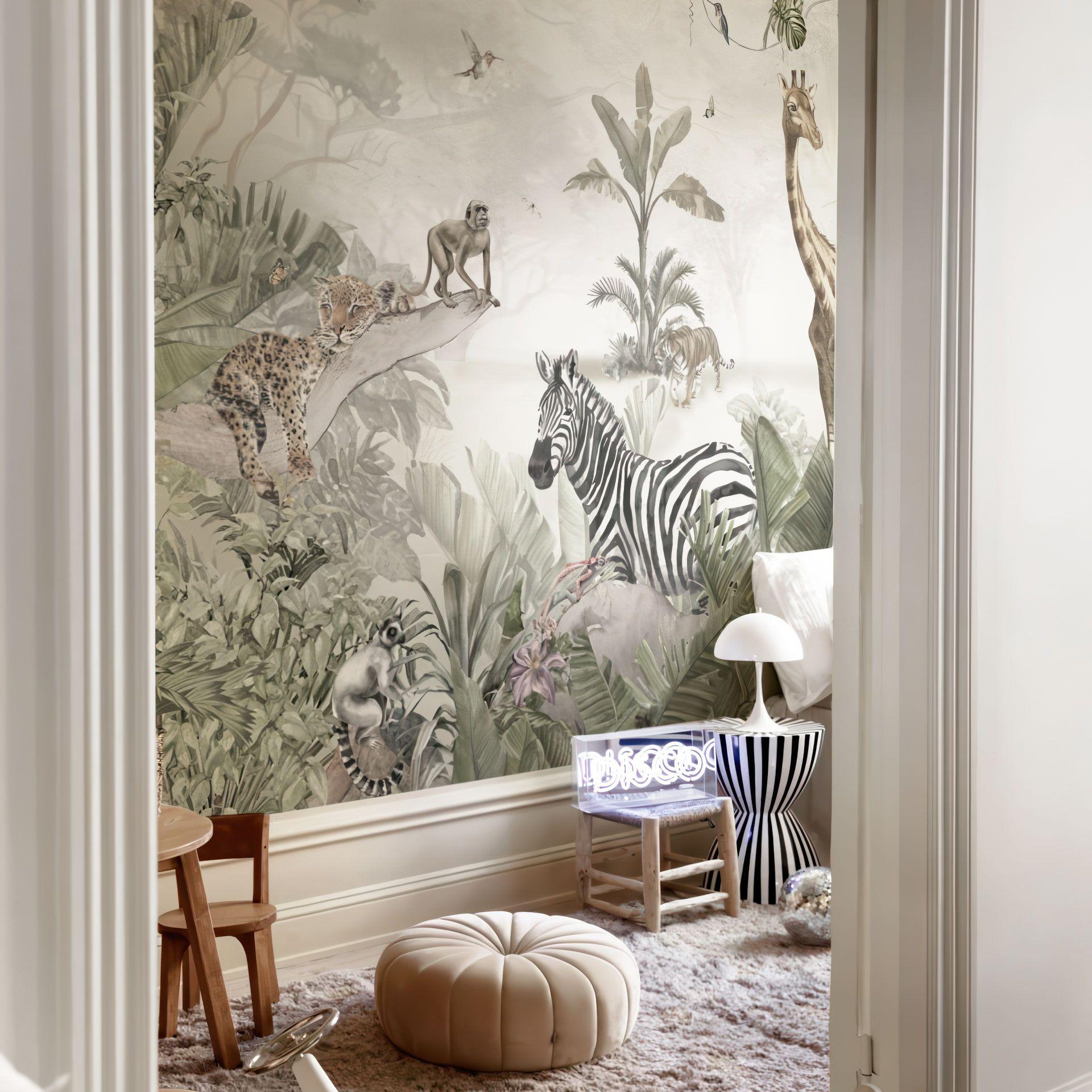 Kinder Fotobehang jungle dieren op Afmeting - Ms Tiff