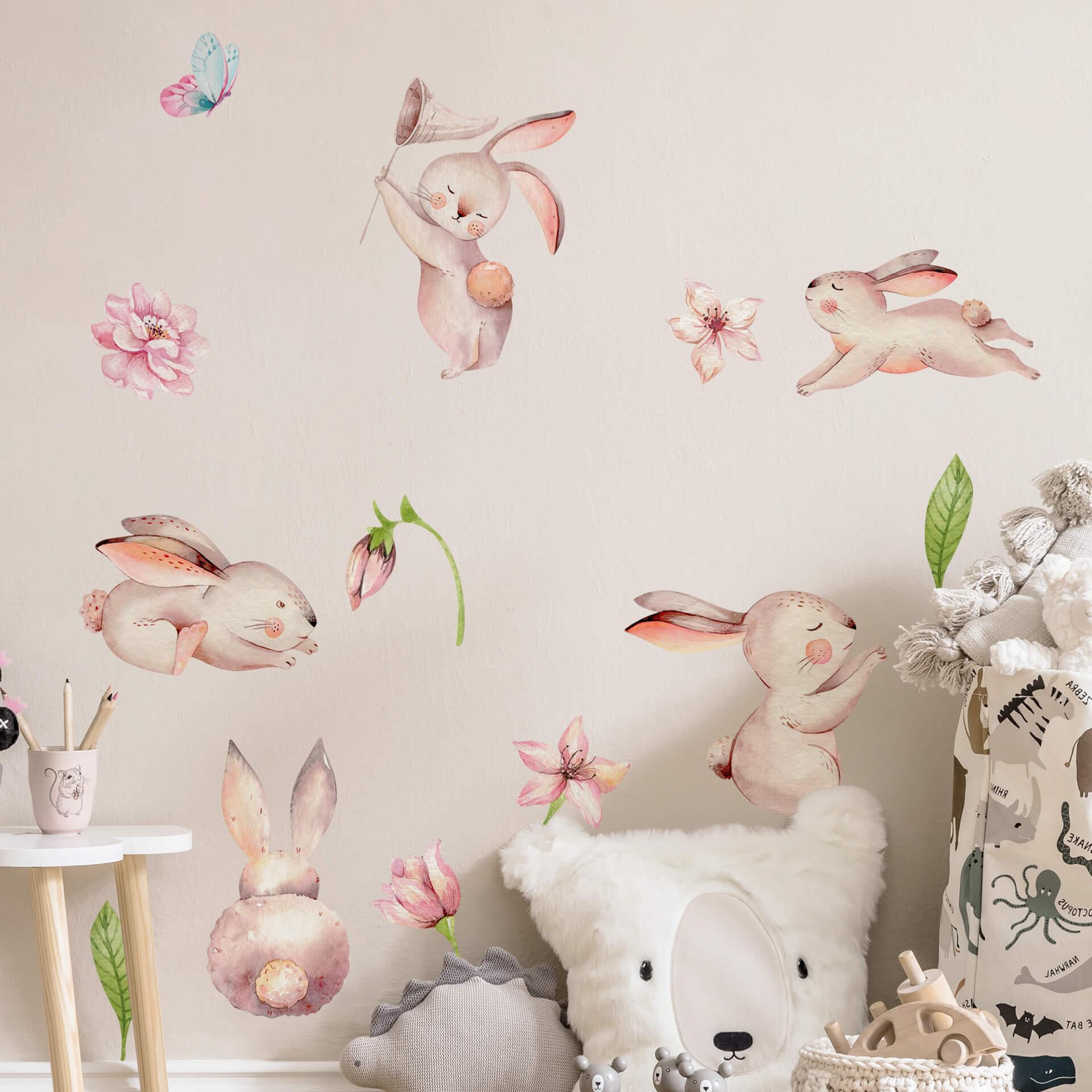 Sticker mural Kvilis - Set de lapins (13 pièces)