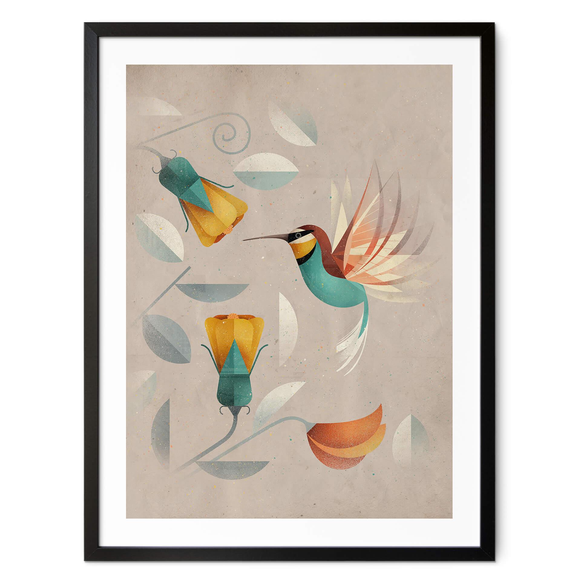 Póster Abstracto - Colibrí - Marrón
