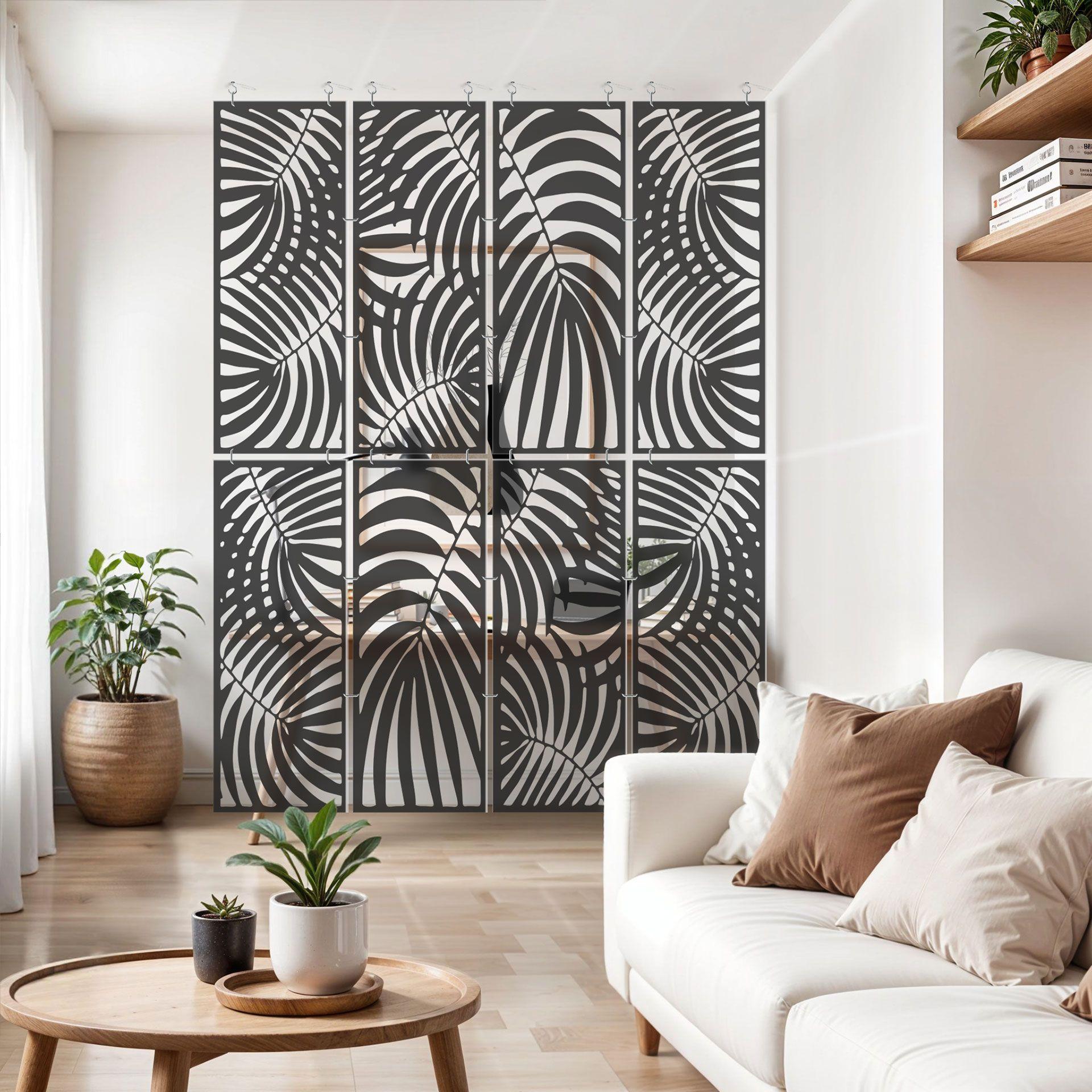Separador de ambientes, biombo, pantalla de privacidad colgante Hojas de palmera abstractas