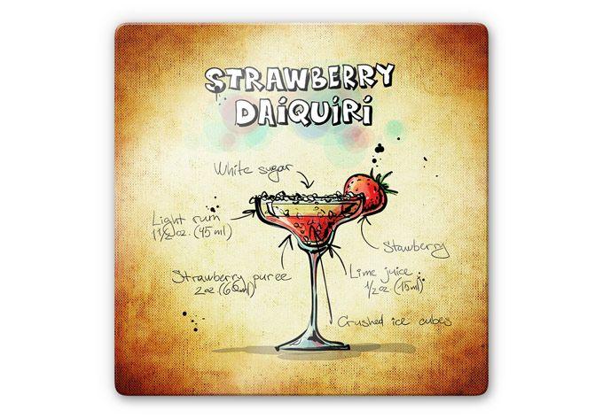 Glasschilderijen Strawberry Daiquiri - vierkant