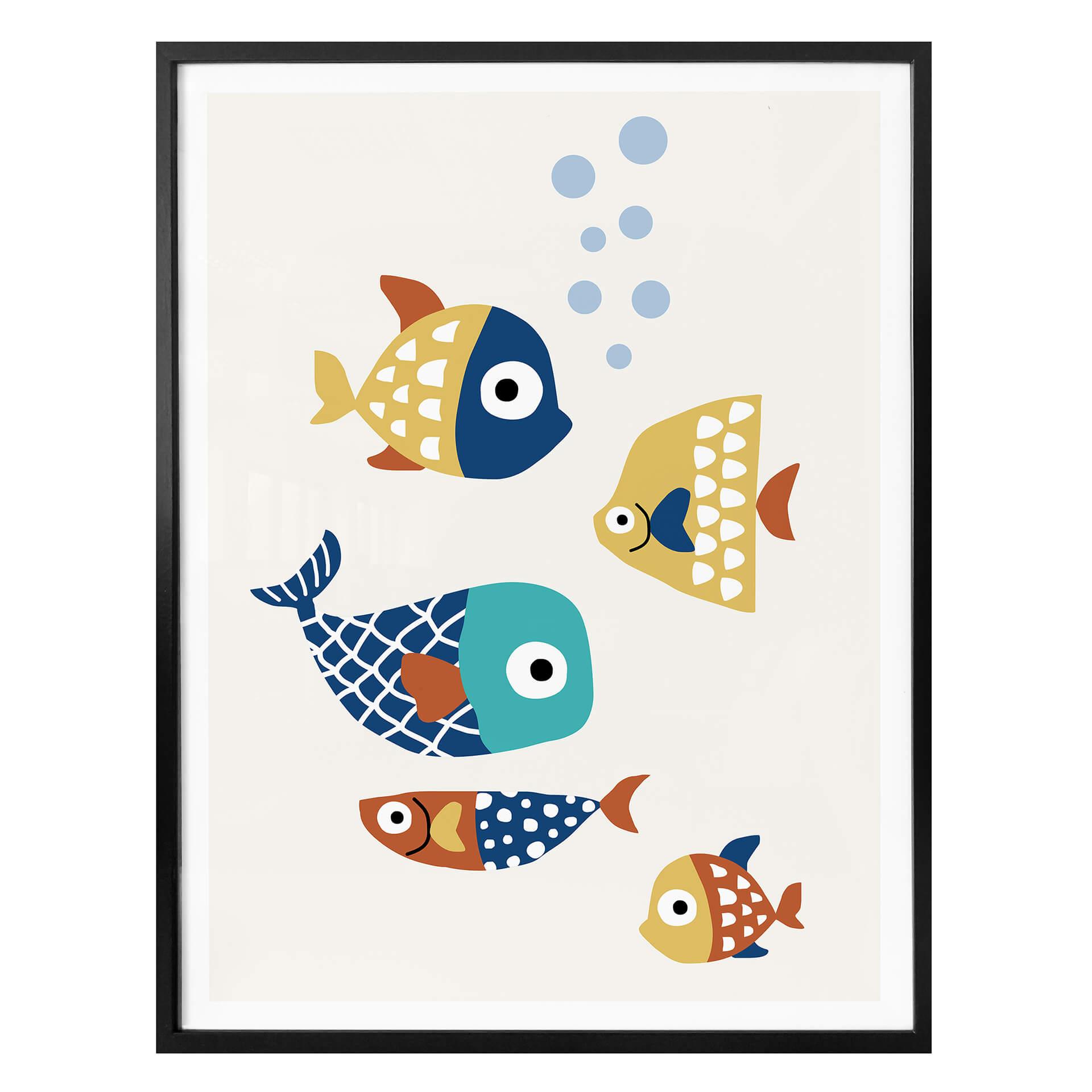 Póster Kubistika - Peces de colores