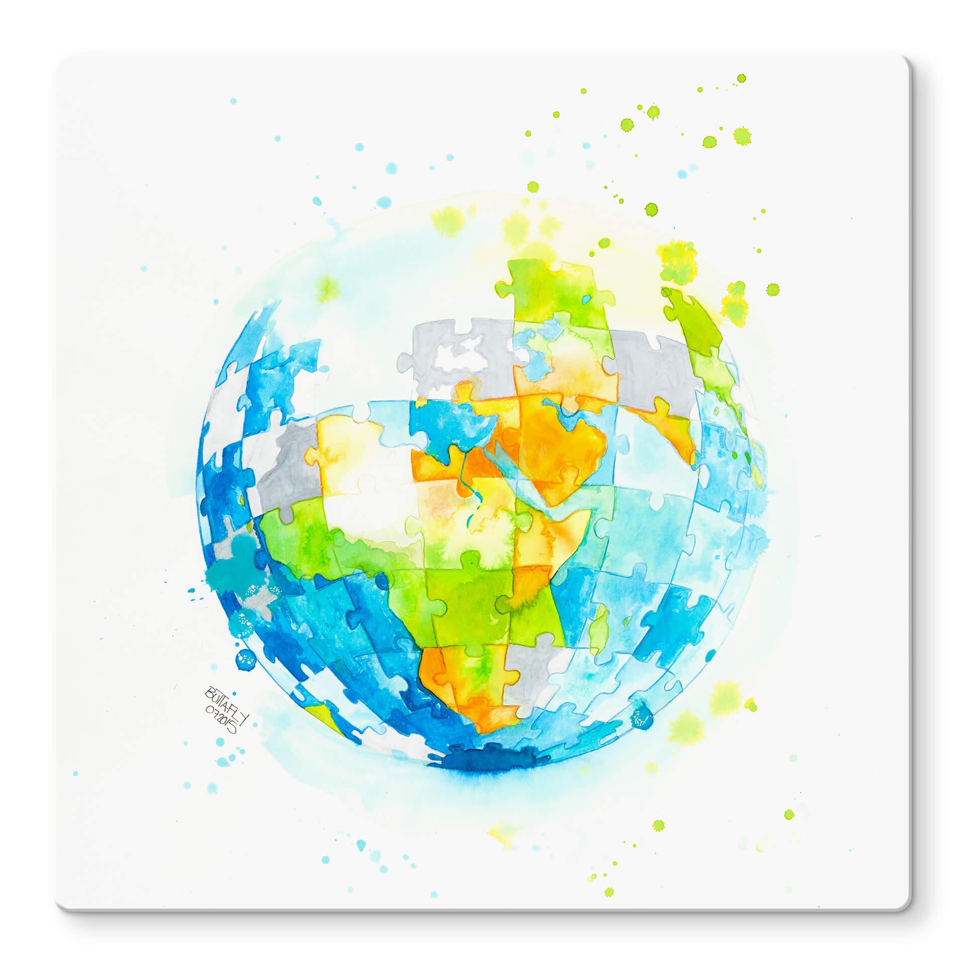 Glasschilderijen Buttafly - Worldpuzzle