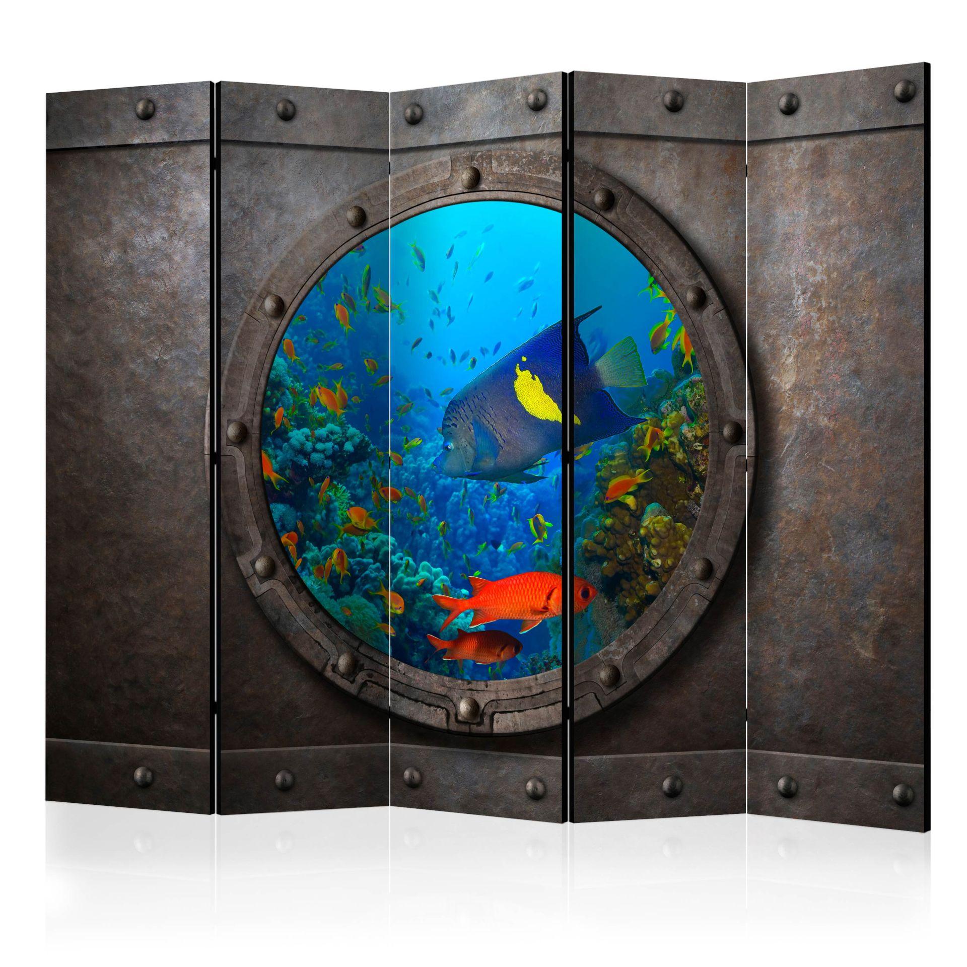 Screen room divider - Ubådsvindue , 5-delt - 225x172 cm