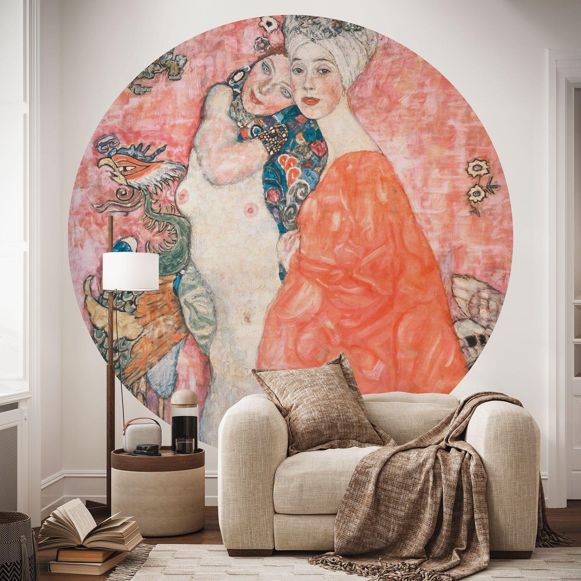 Fototapet Klimt - Veninderne - Rundt - Selvklæbende/ikke-vævet