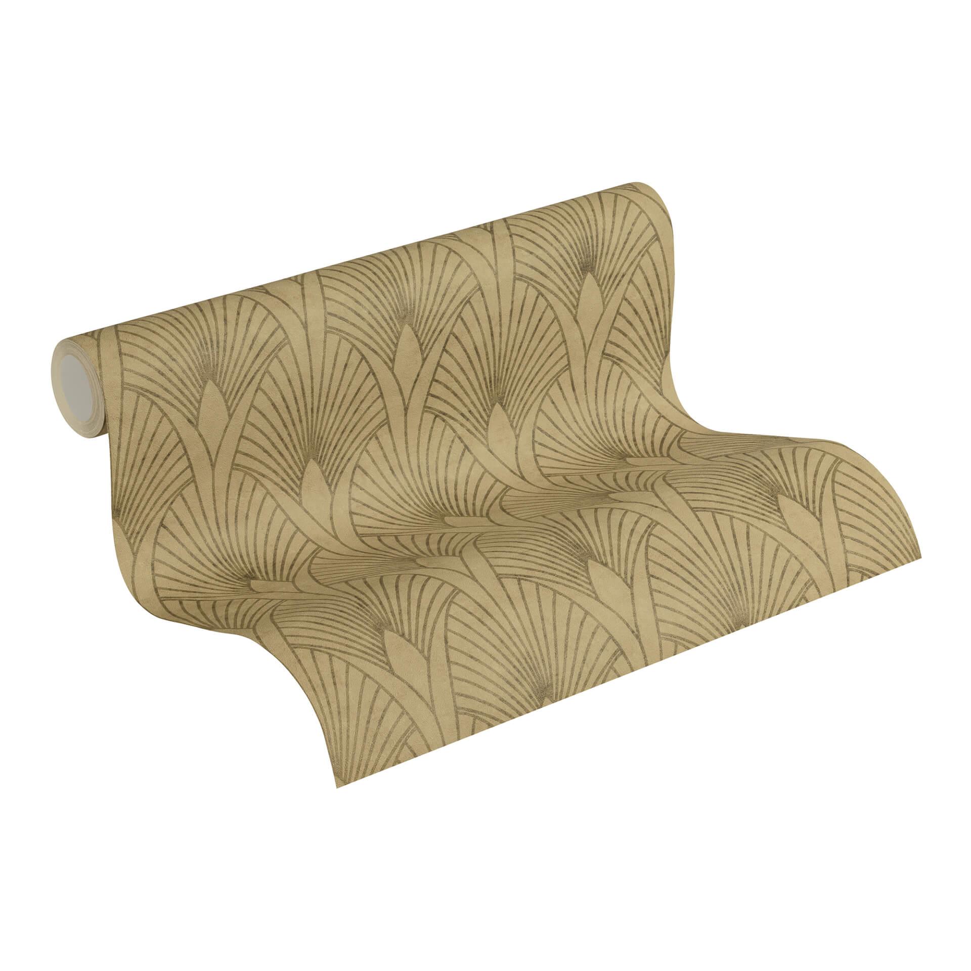 Livingwalls Fleecetapet, New Walls 50'er glam Art Deco Tapet Beige, Brun, Metallic