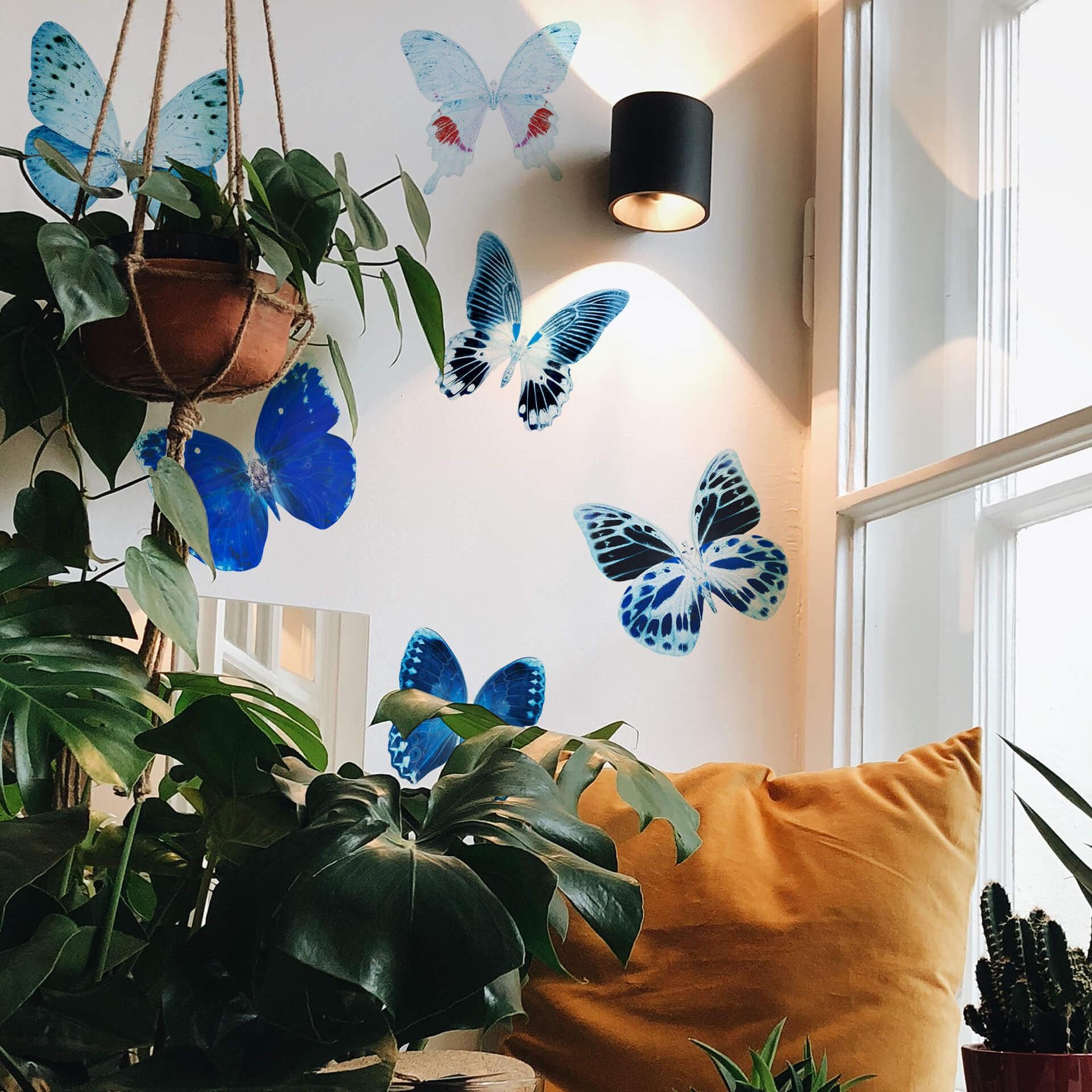 Muursticker Set Hugonnard - Blue Butterflies