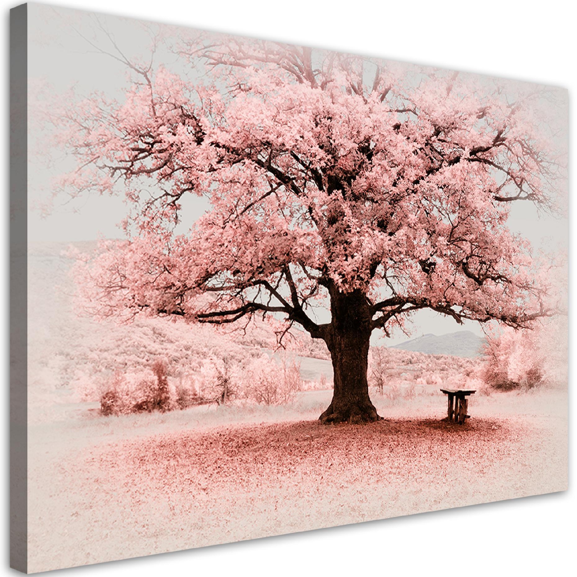 Canvasbillede, Pink træ abstraktion natur