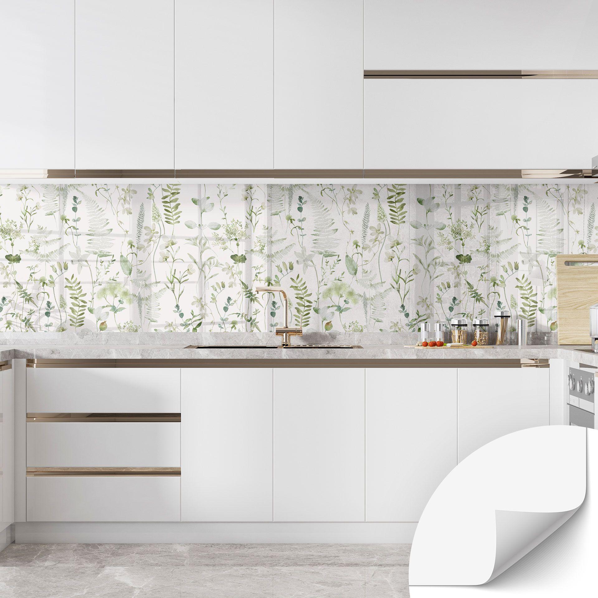 Salpicadero de cocina autoadhesivo hierbas y flores silvestres - UN Designs
