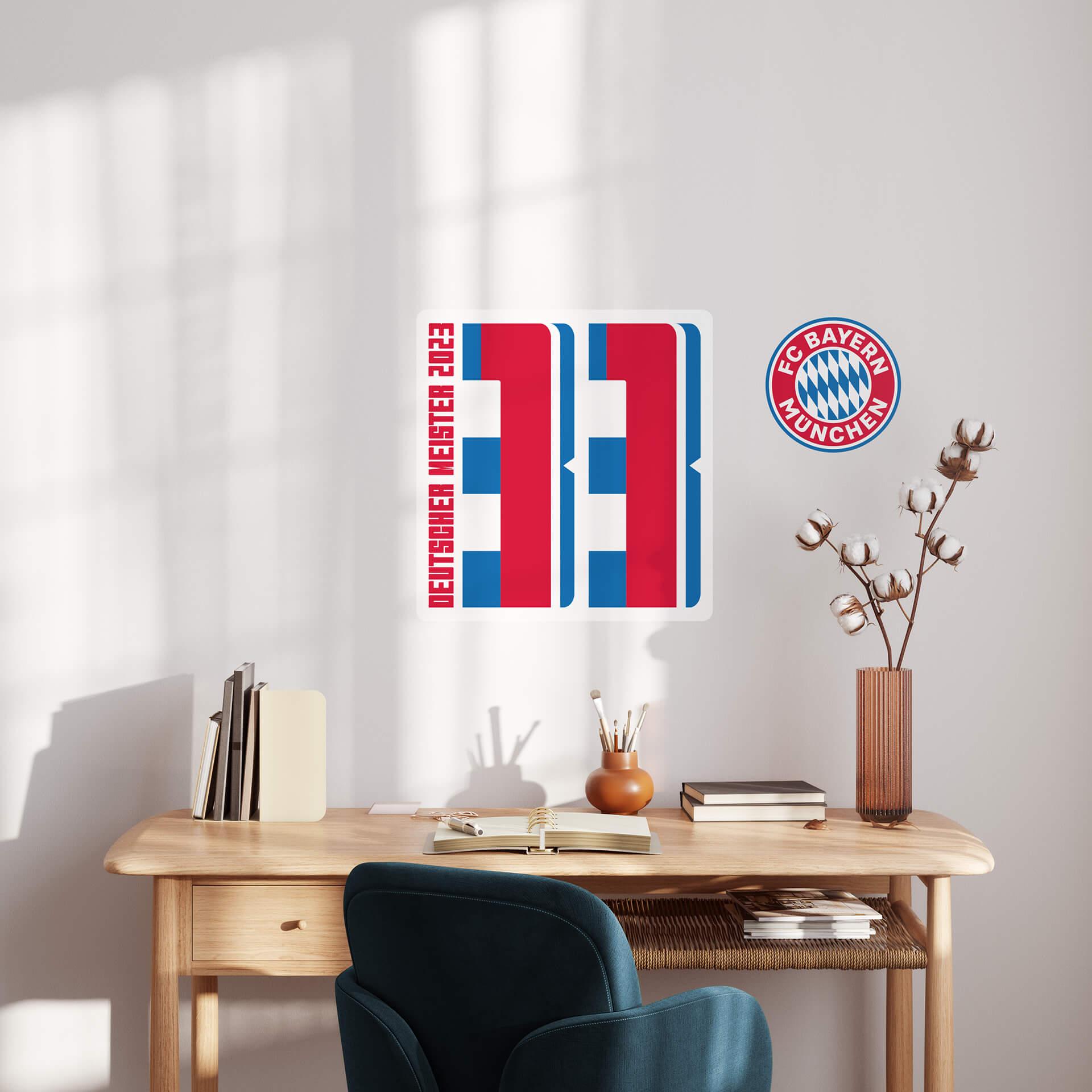 Sticker Mural Logo FC Bayern Champion d'Allemagne 2023 - 48x70 cm