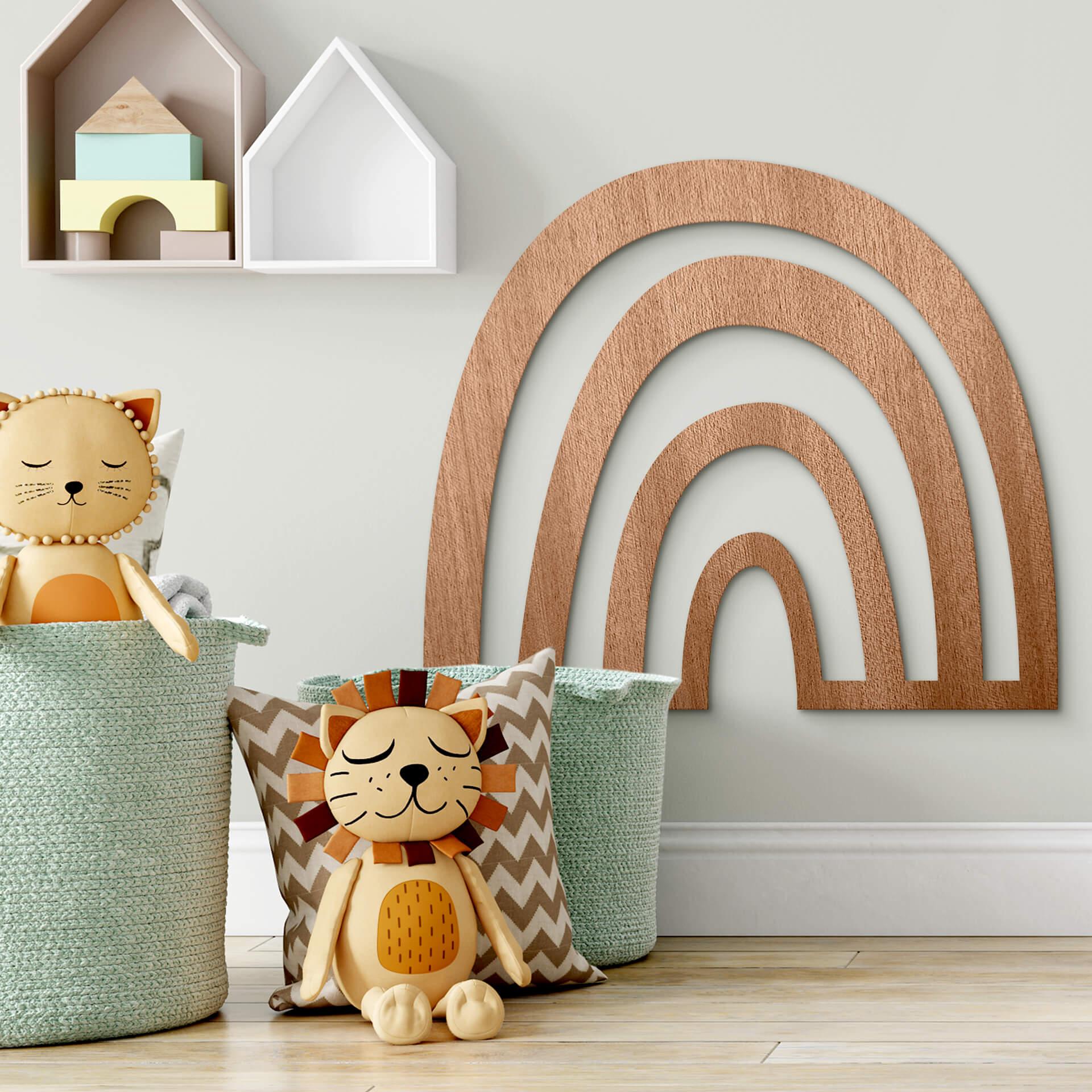 Arte en madera de caoba - Arco iris