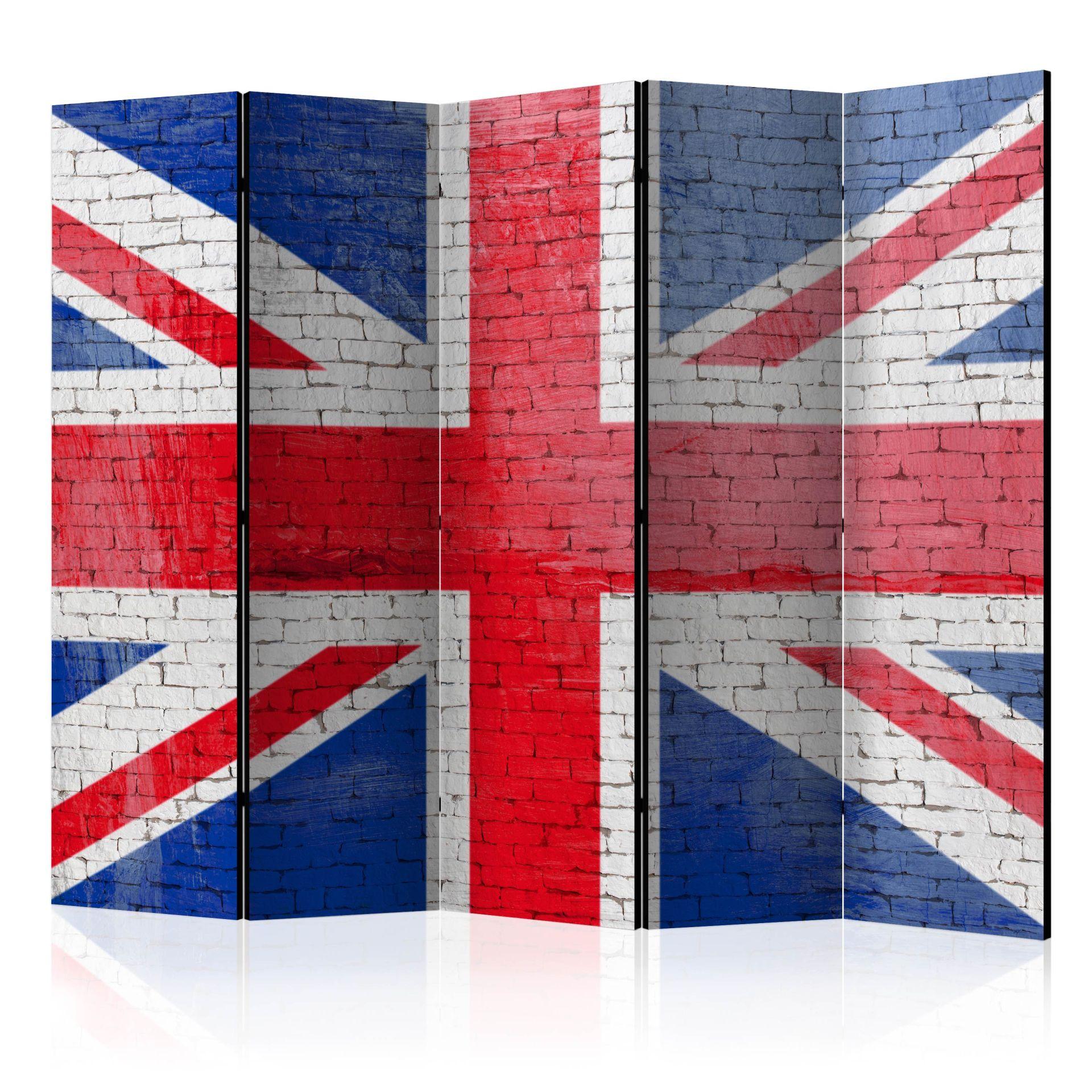 Screen room divider - Britisk flag , 5-delt - 225x172 cm