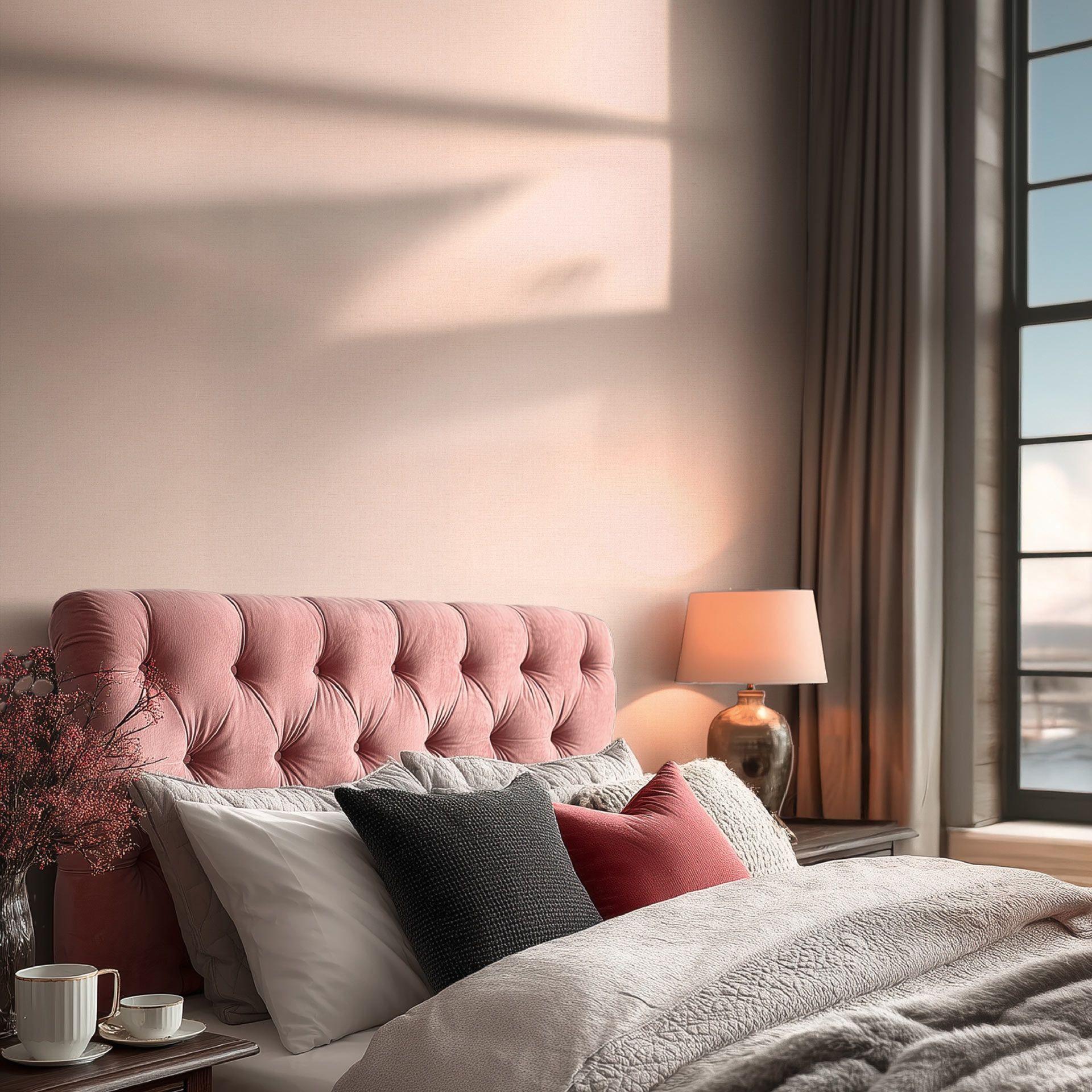 Papier peint intissé rose mat aspect textile vinyle expansé uni papier peint vieux rose pastel moder