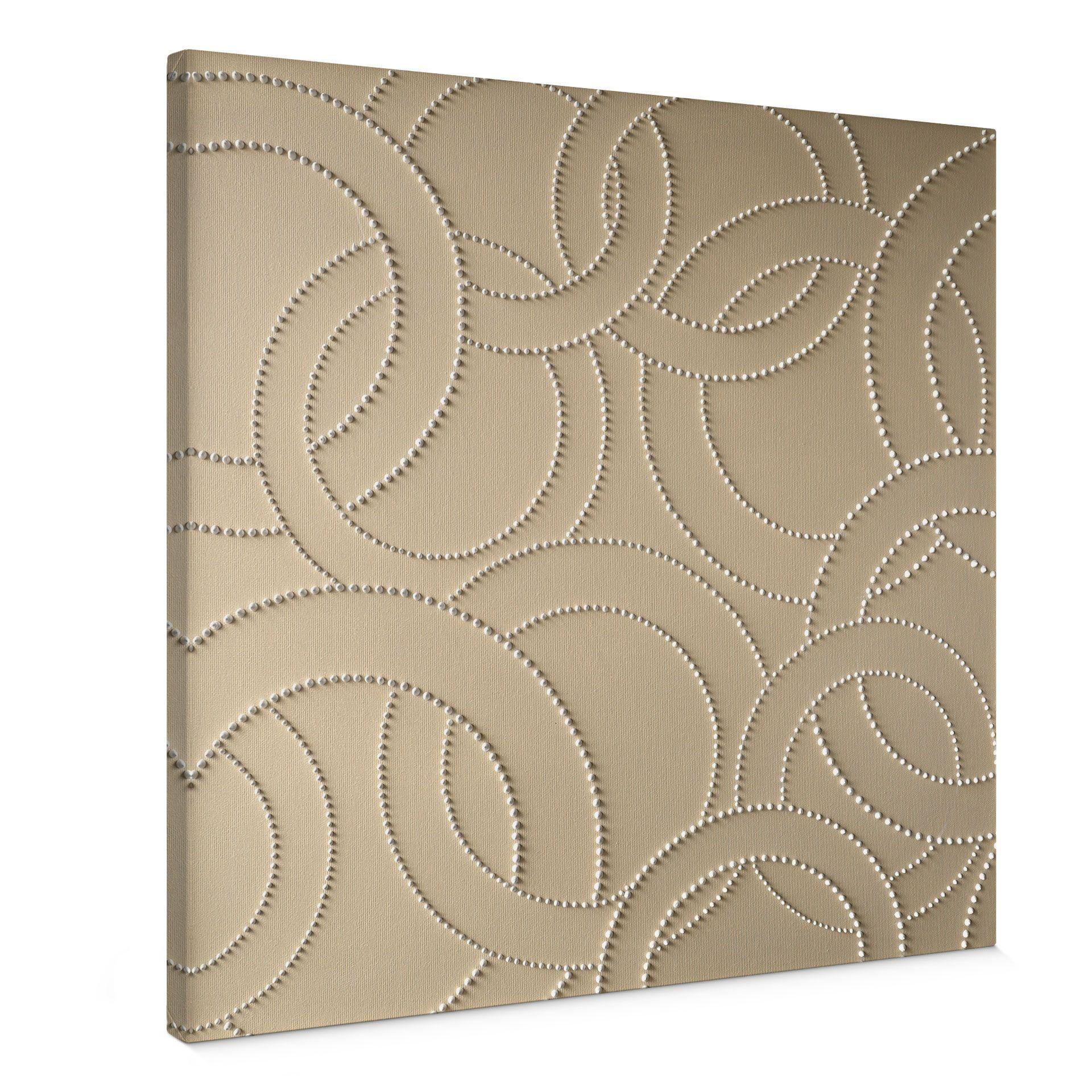 Cuadro Lienzo Anillos abstractos beige - Grande - Cuadrado