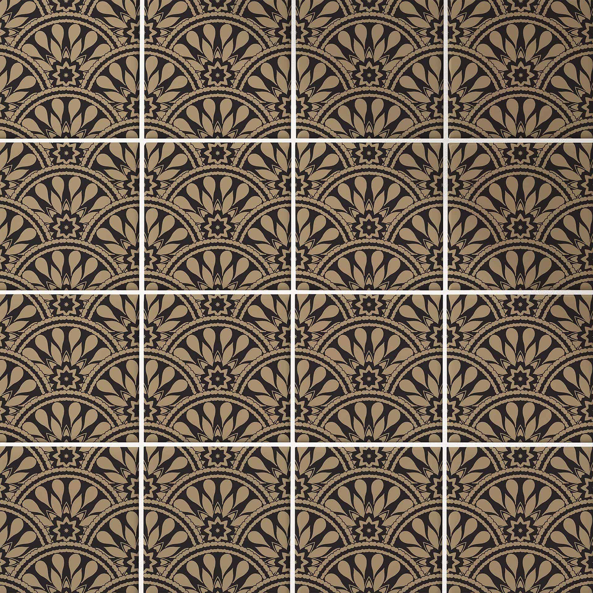 Azulejos Adhesivos Art Decó en negro y dorado - lote de 12