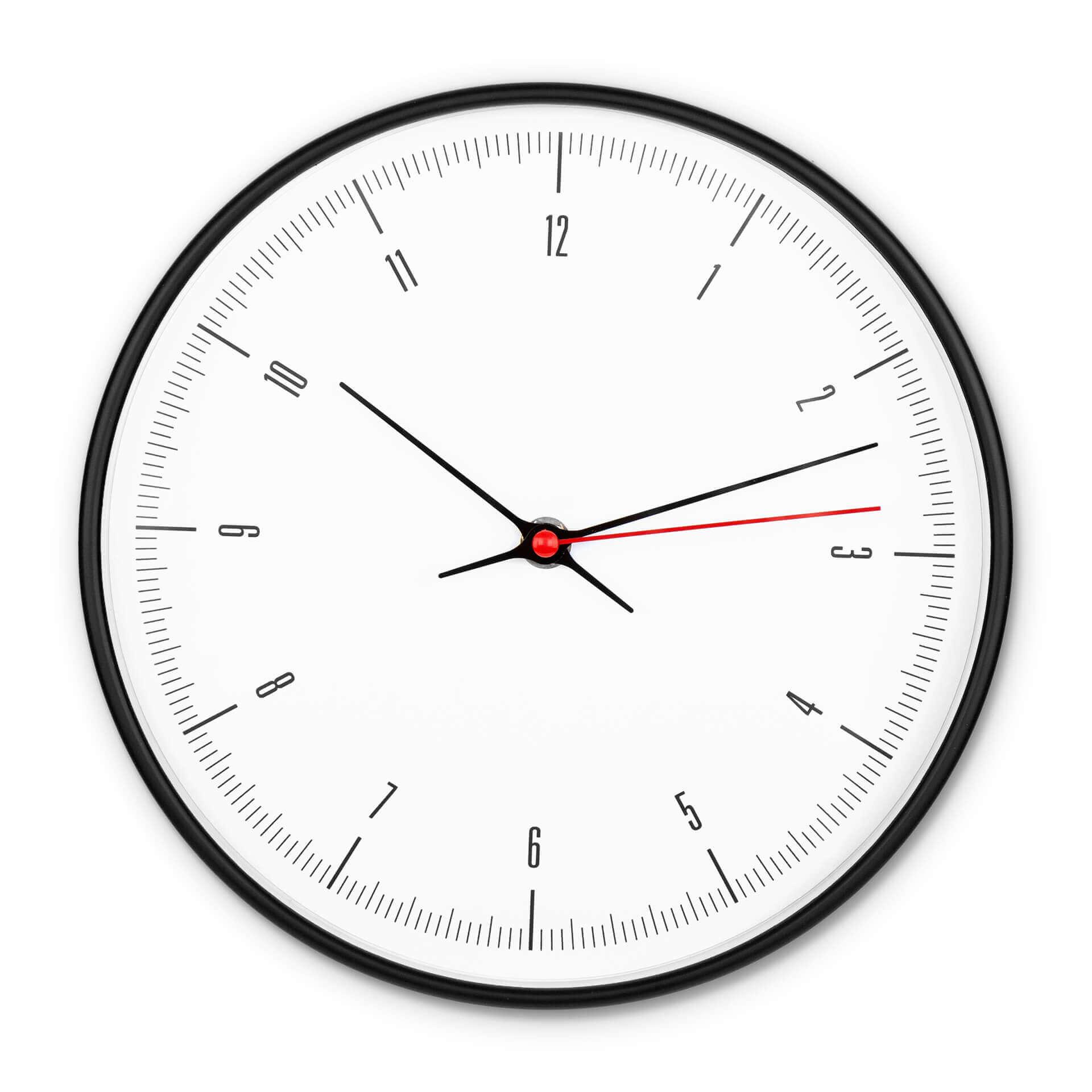 Klassische Wanduhr in Weiß-Schwarz-Optik Ø25 cm