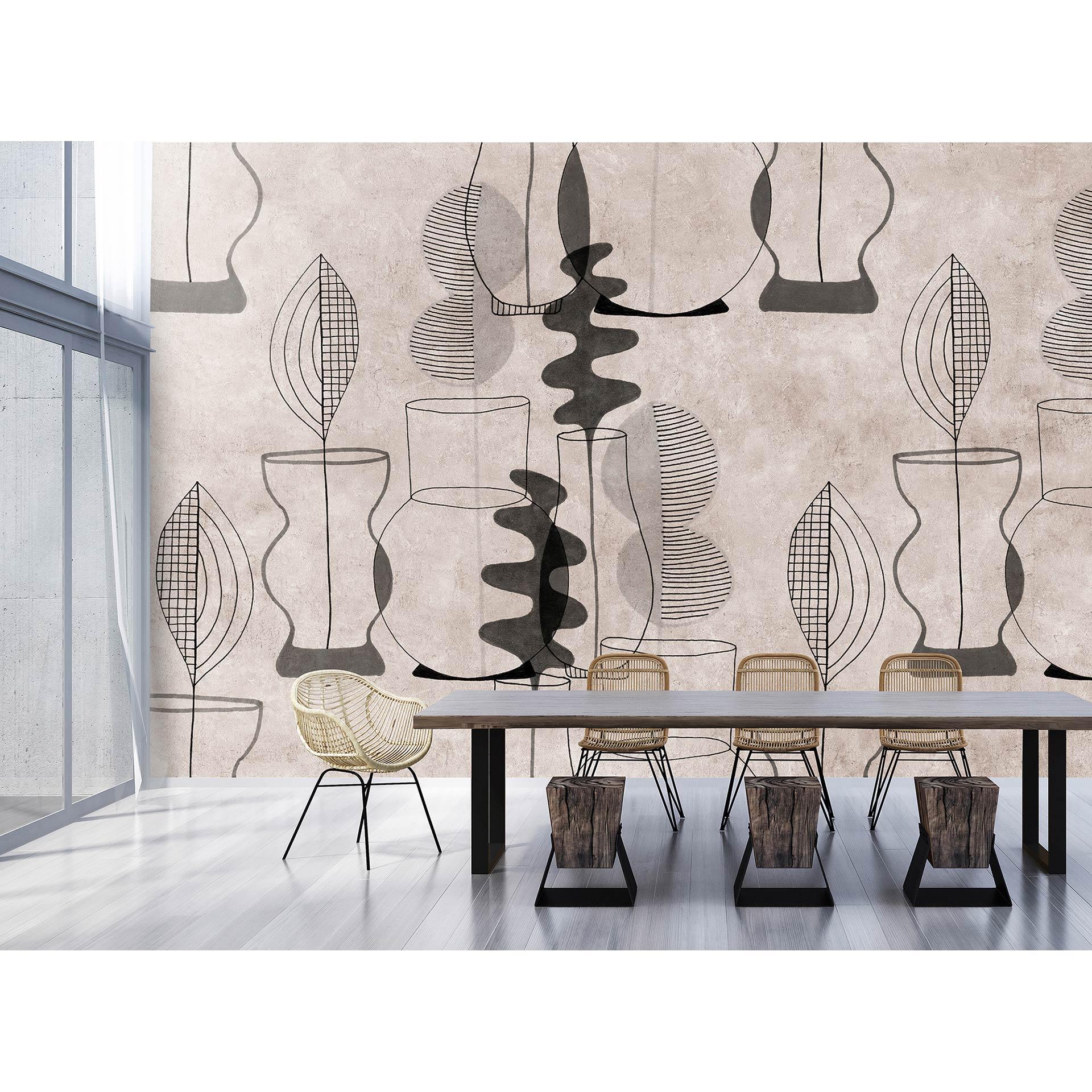 Fotomural Paredes de Patel 3 Pablo`S Habitación 1 beige, gris, negro