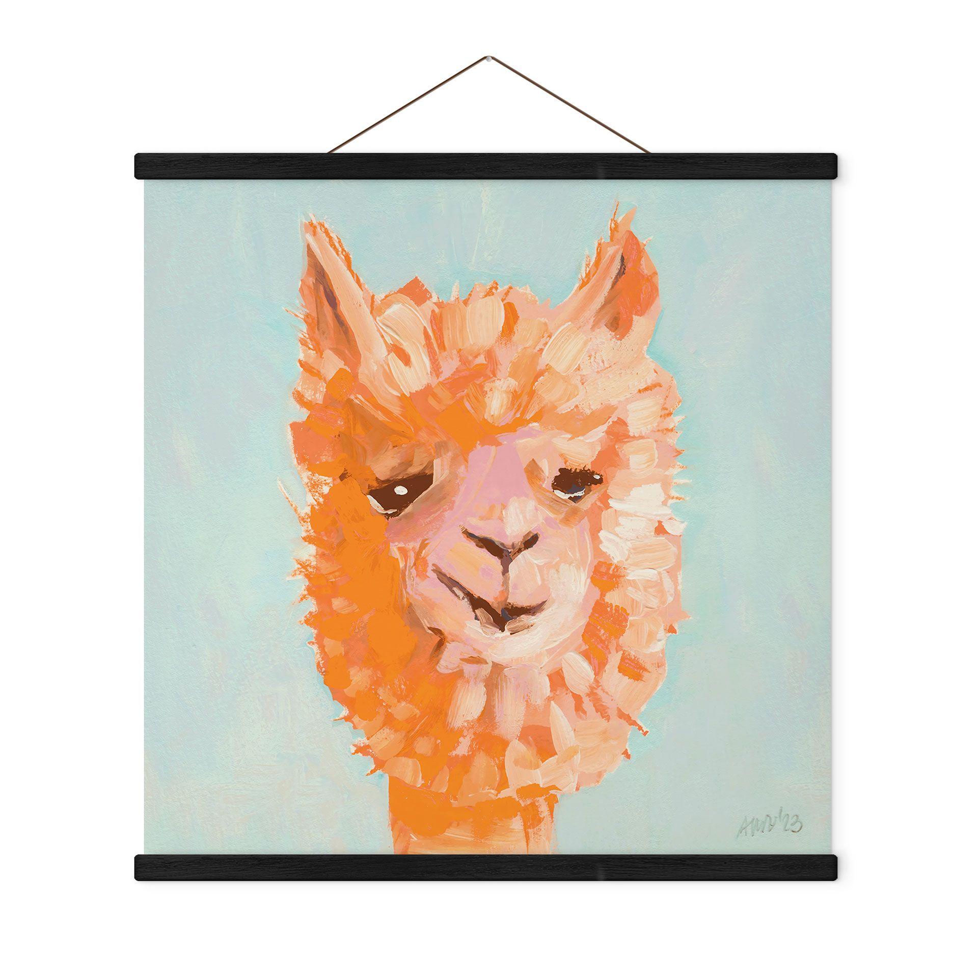 Póster de tela Alpaca naranja - Zwara - Cuadrado